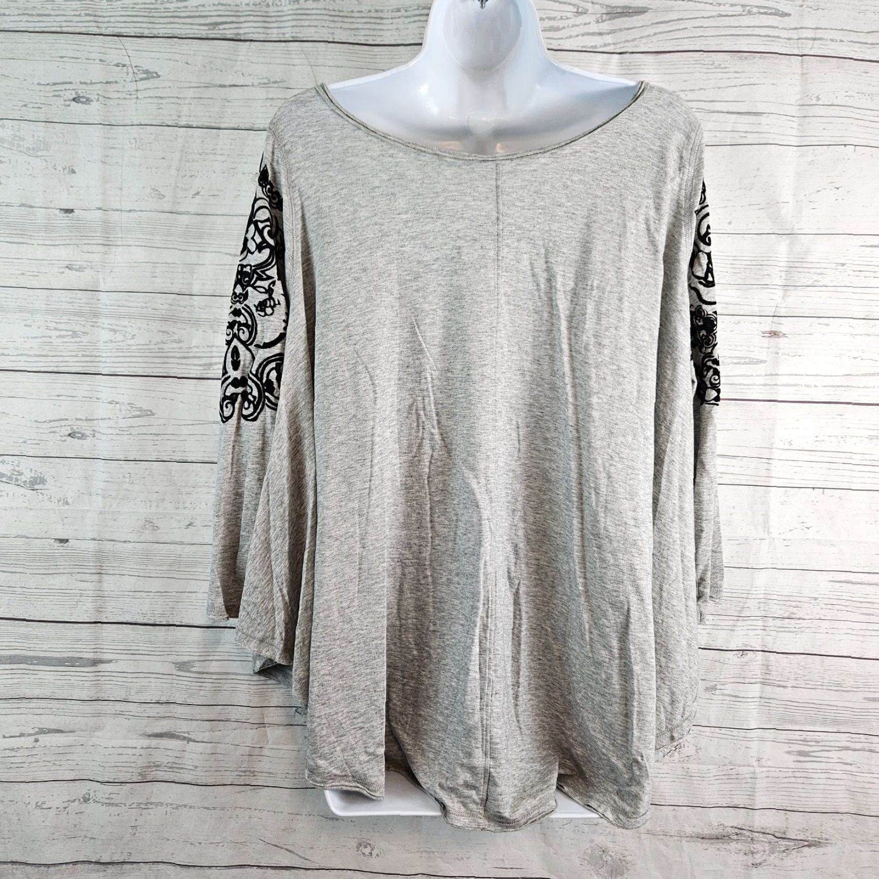 Vintage We The Free Womens Swing Top Medium Gray 3/4 Sleeve Cotton Blend Shirt Womens Size M / US 6-8 / IT 42-44 - 3 Thumbnail