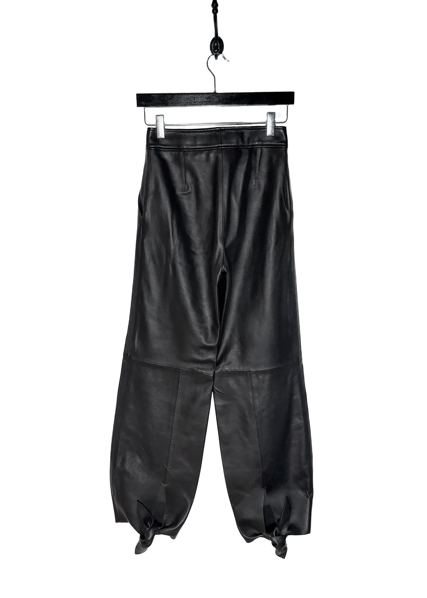 Off-White Off-White Black Leather Tied Ankle Pants Size 25" / US 0 / IT 36 - 3 Thumbnail