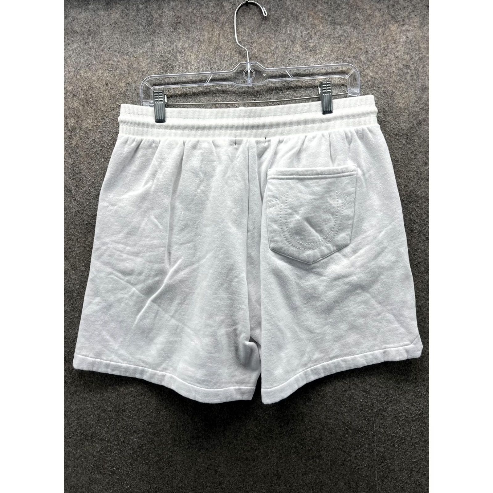 True Religion True Religion Shorts Mens M White Fleece Sweat Elastic Waist Pockets Logo 7 Inseam Casual Summer Mens Size US 31 - 7 Thumbnail