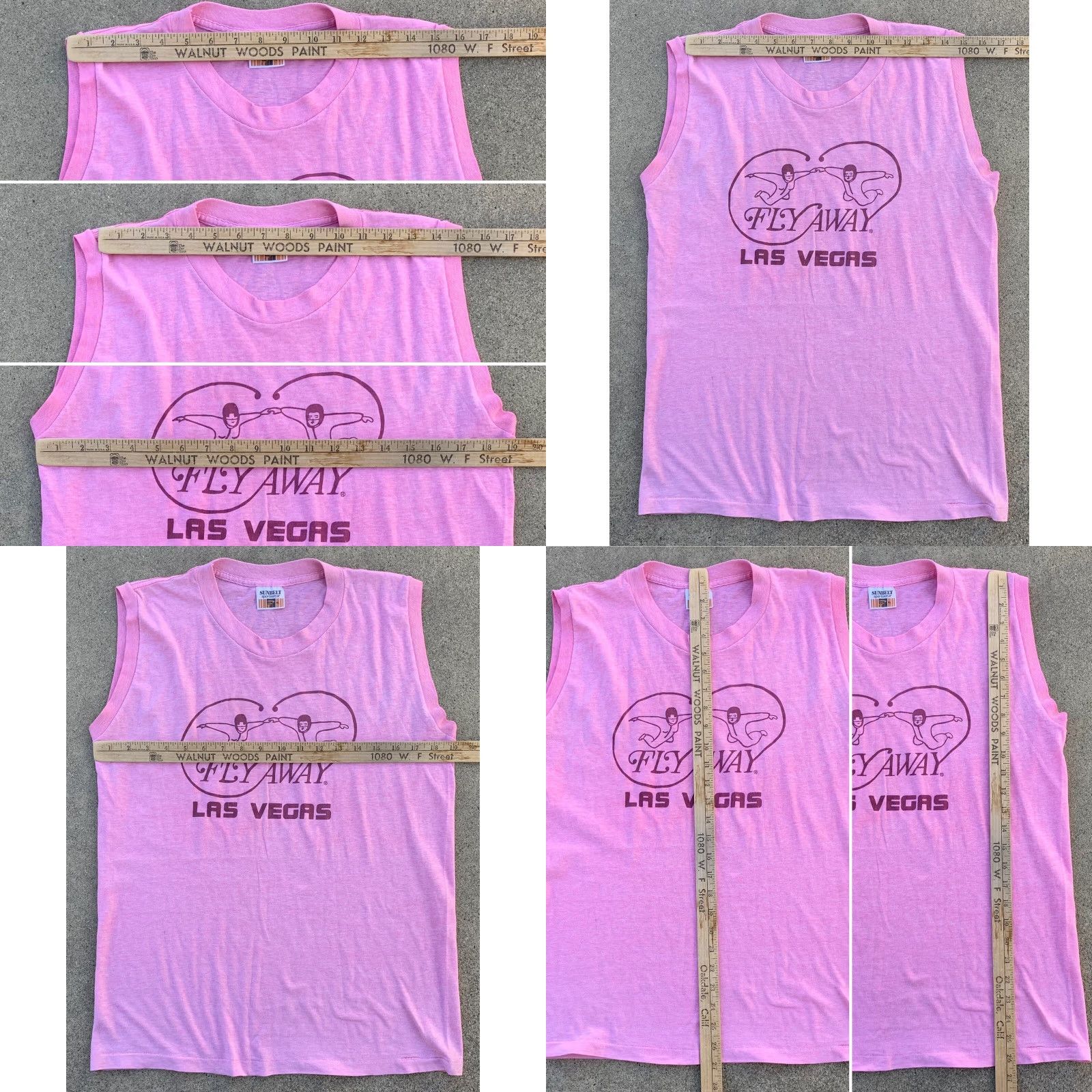 Vintage vintage Sunbelt Fly Away Las Vegas muscle tee pink sleeveless t shirt 80s 1980s XL Men graphic tee Size US XL / EU 56 / 4 - 8 Thumbnail