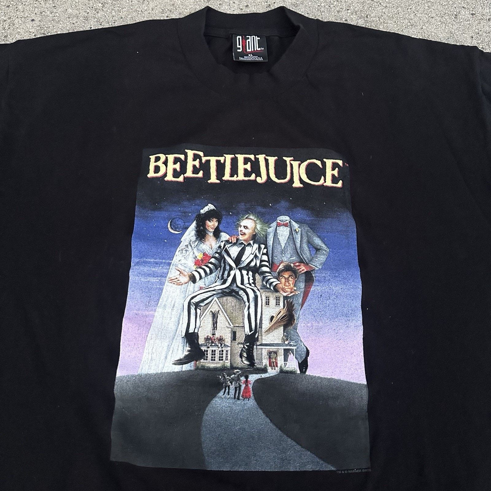 Vintage × Warner Bros Vintage 90s Giant Beetlejuice Movie Promo T-Shirt Size US XL / EU 56 / 4 - 1 Thumbnail