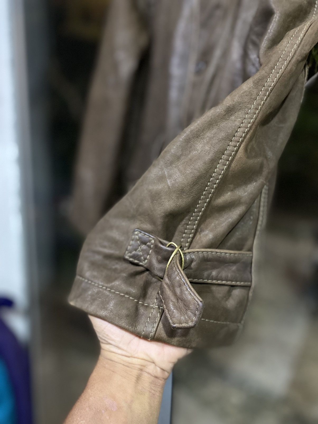 Japanese Brand Vintage 90s Faconnable Brown Leather Parka Jacket Coat Large Size US M / EU 48-50 / 2 - 4 Thumbnail