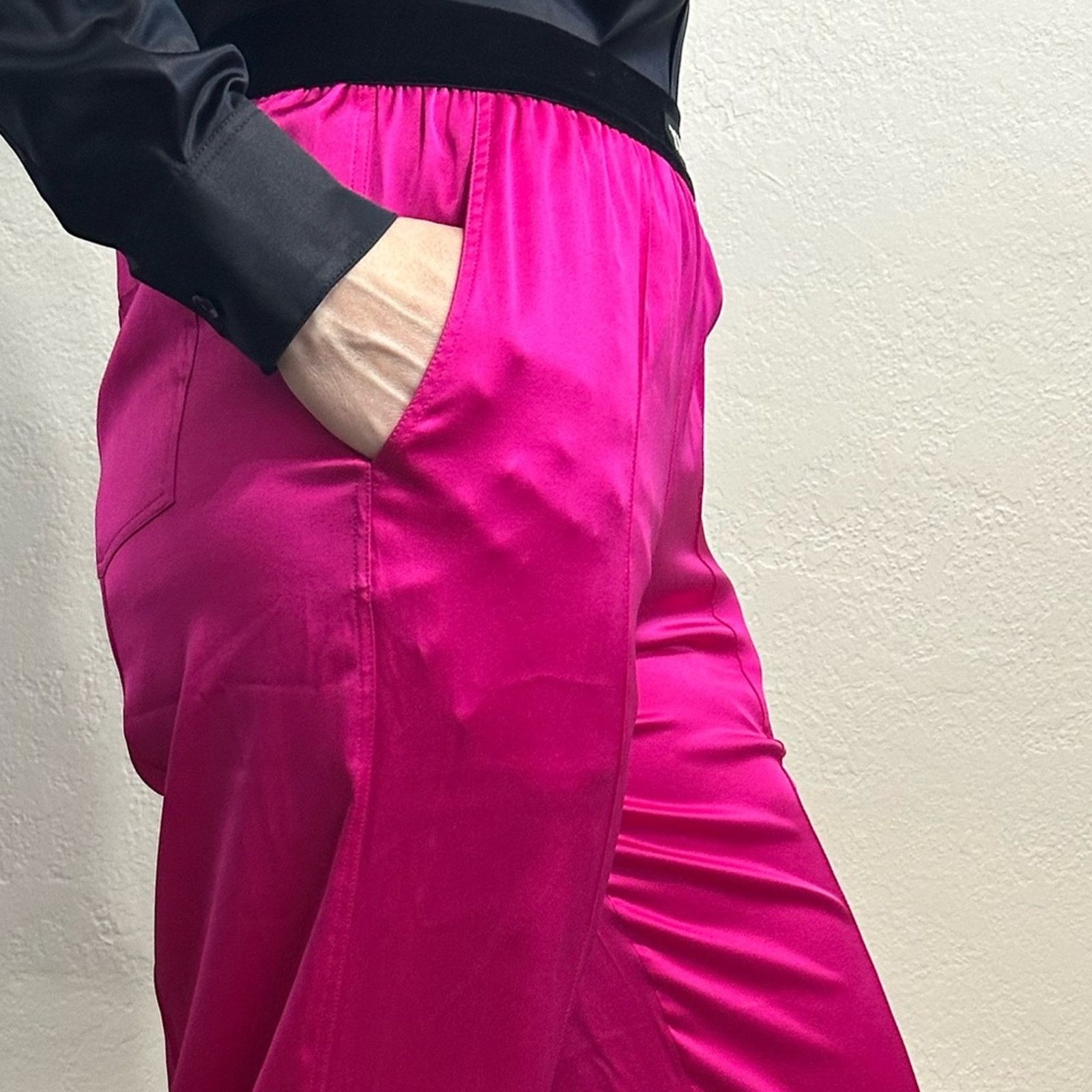 Tom Ford Hot Pink Silk Satin Logo Track Pants XS Barbie Pyjamas Auth Size 24" / US 00 / IT 34 - 4 Thumbnail