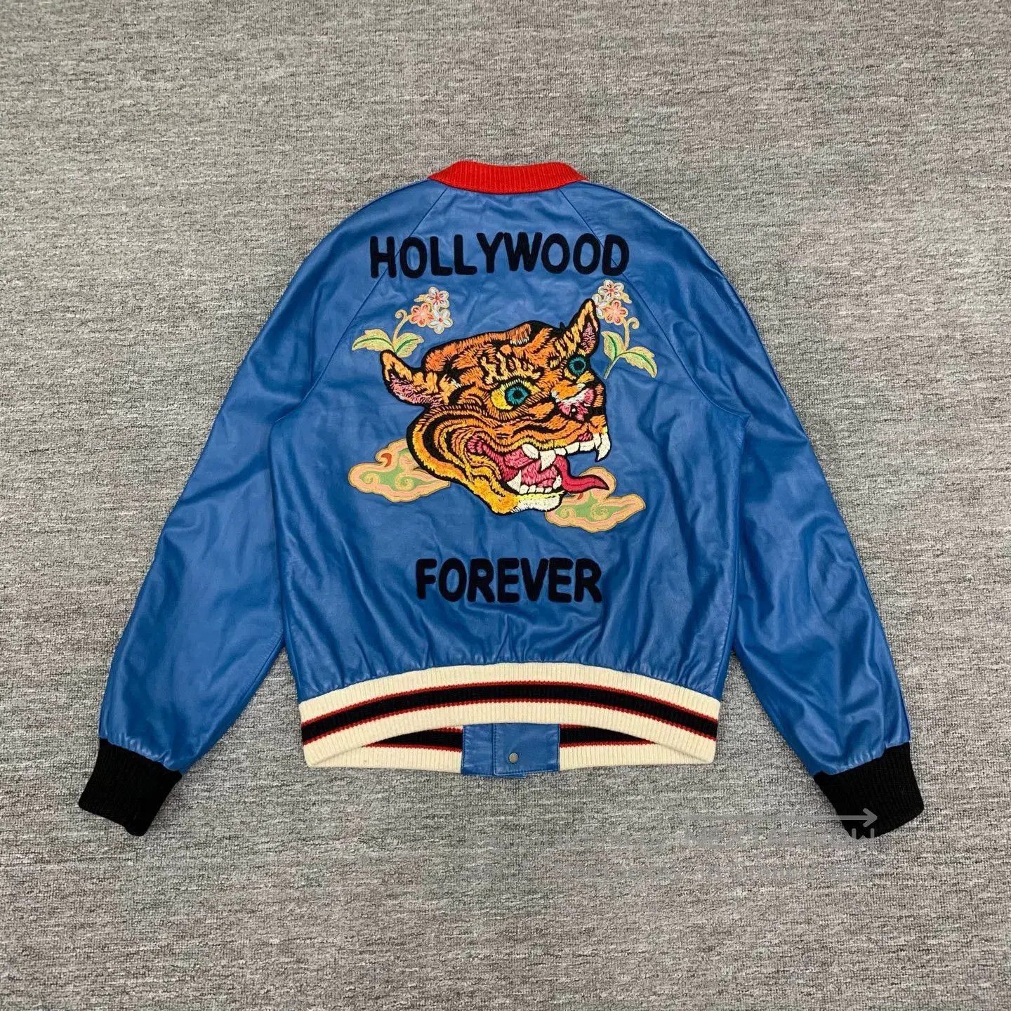 Gucci blue leather logo bomber jacket from gucci. Size US L / EU 52-54 / 3 - 2 Thumbnail
