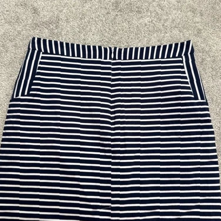 Vintage Margaret M Skirt Knee Length Pencil Womens Large Navy White Striped Work Casual Size 36" / US 14 / IT 50 - 3 Thumbnail