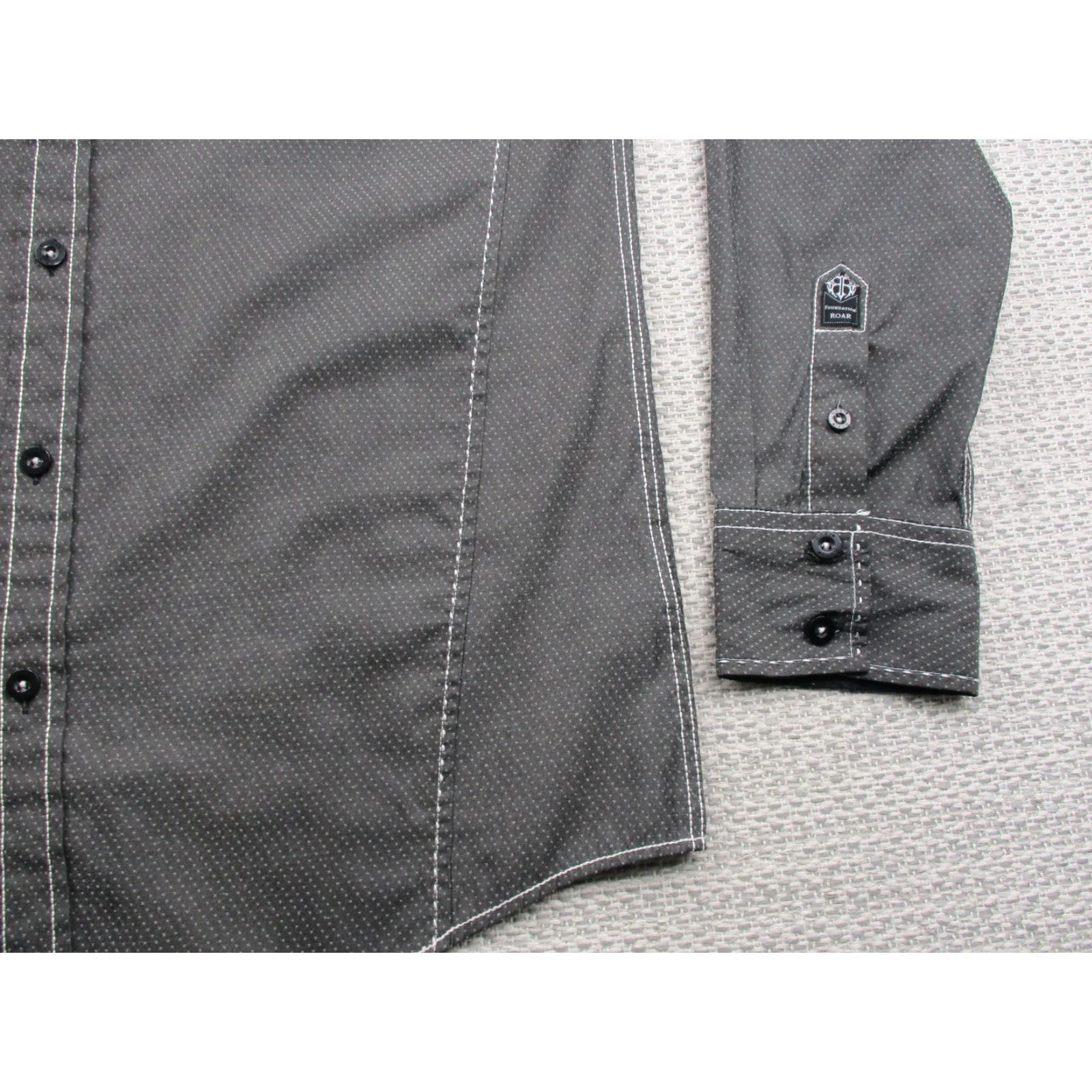 Roar Roar Foundation Shirt Mens Large Gray Western Pearl Snap Contrast Stitch Pockets Size US L / EU 52-54 / 3 - 2 Thumbnail