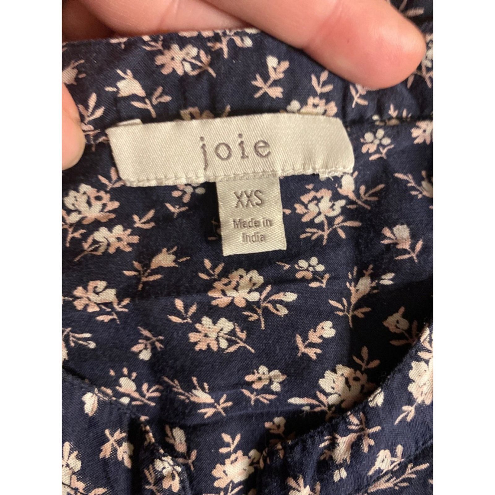 Joie Joie Floral Button Front Mini Dress Cottagecore Boho Navy Size XXS / US 00 / IT 34 - 3 Thumbnail