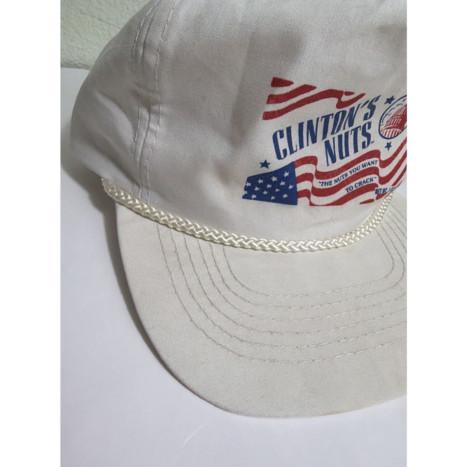 Vintage VINTAGE Clinton’s Nuts Strapback Hat White Adjustable Baseball Cap Men One Size 90s Politics Size ONE SIZE - 6 Thumbnail