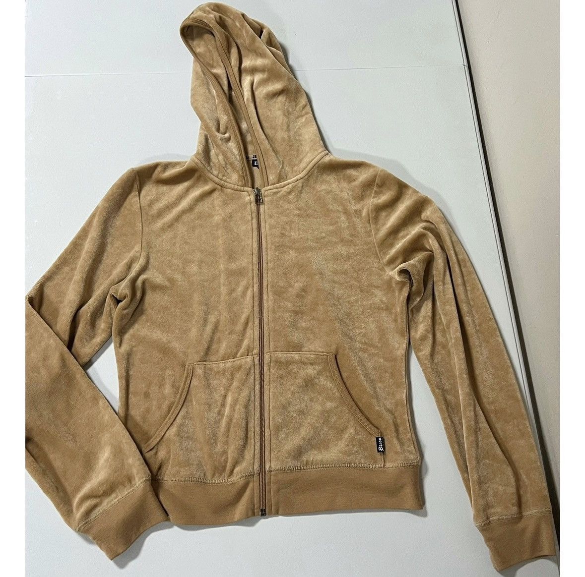 Il Bisonte Bisou Tan Beige Velour Sweatshirt Hoodie Outerwear Size S 🤎✨ Size S / US 4 / IT 40 - 2 Thumbnail
