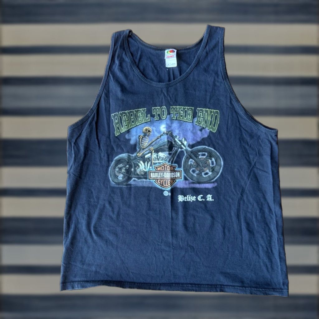 Harley Davidson VINTAGE Harley-Davidson Skeleton Motorcycle Tank Top Shirt 2XL Biker Grunge Shirt Size US XL / EU 56 / 4 - 1 Thumbnail