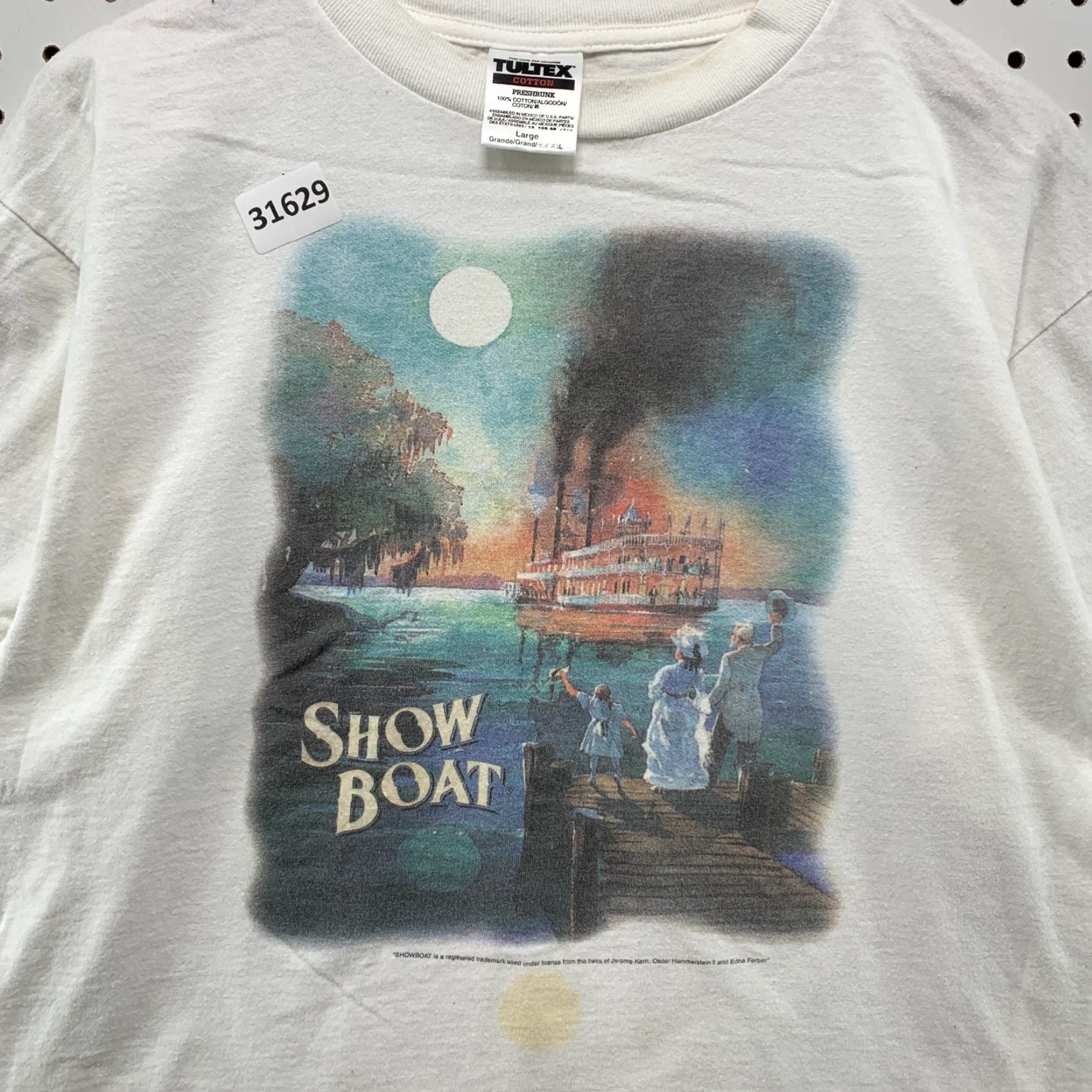 Tultex VINTAGE Show Boat Shirt White Mens L Movie TEE 90s Tultex Short Sleeve Size US L / EU 52-54 / 3 - 7 Thumbnail