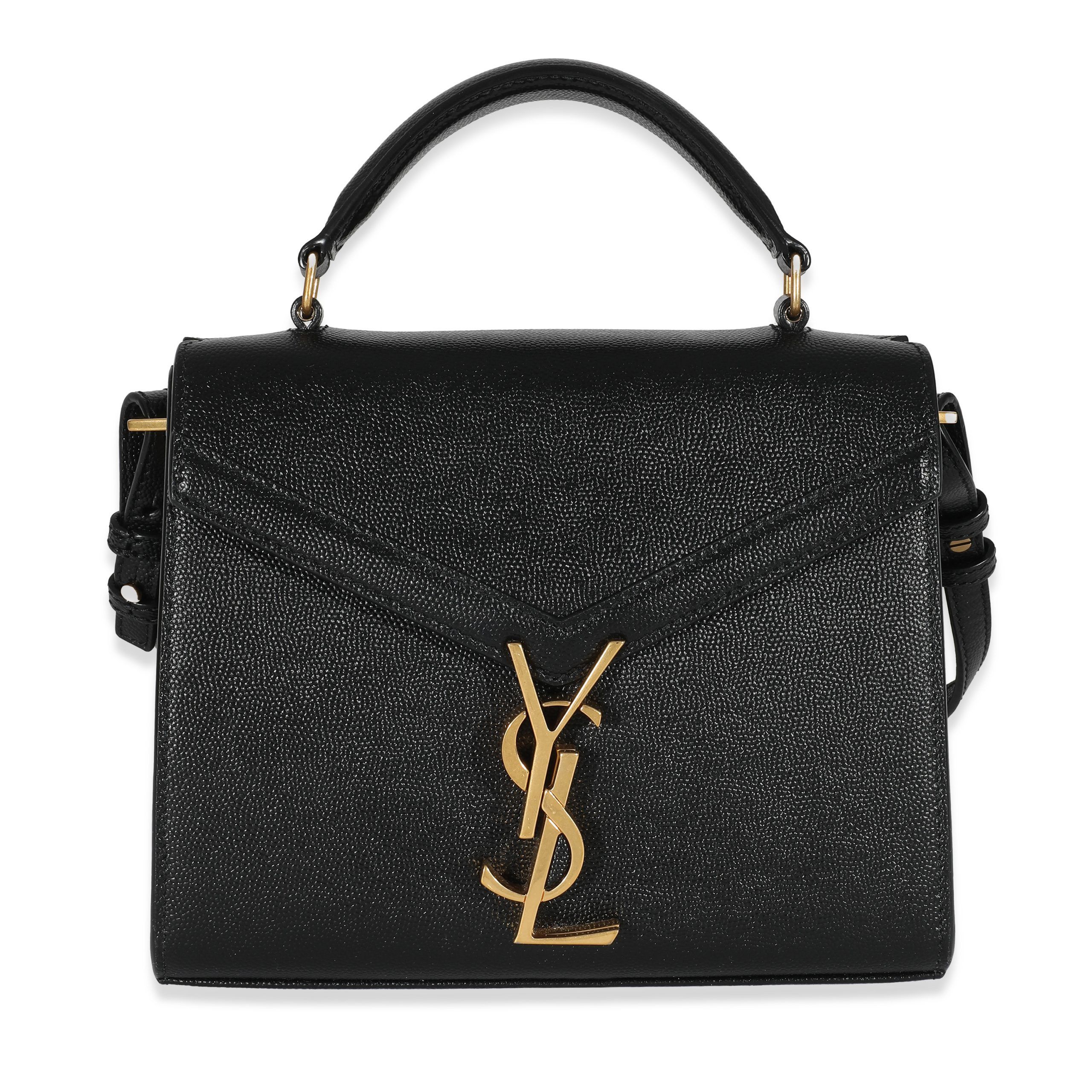 image of YVES Saint Laurent Black Grain De Poudre Cassandra Mini Top Handle, Women's