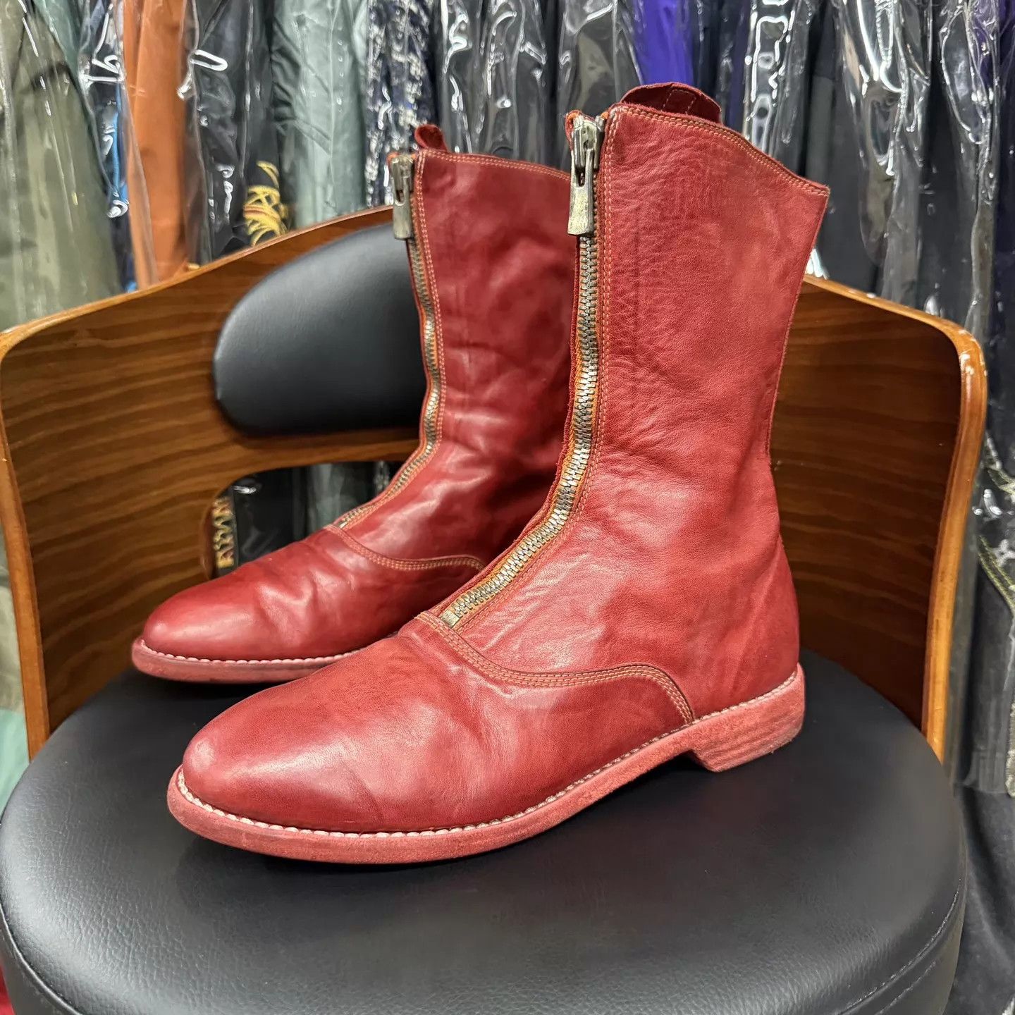 Guidi GuiDi 310 Red Calfskin Short Boots 38 Near Mint Size US 7.5 / IT 37.5 - 1 Thumbnail
