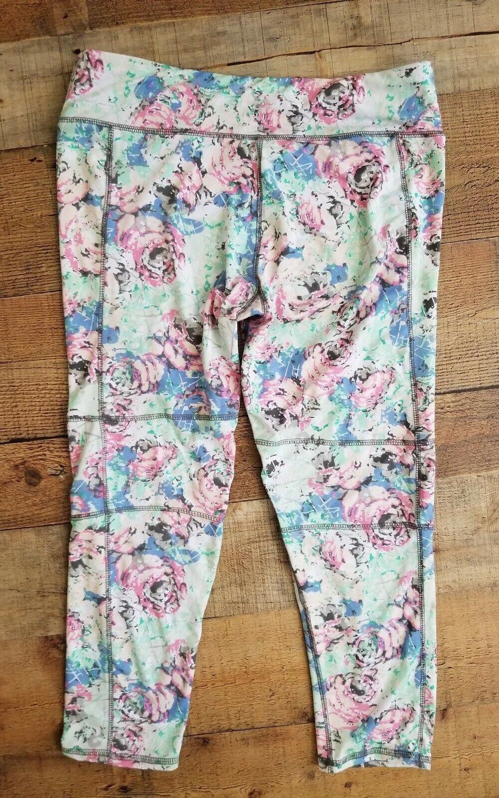 Designer Ikonik Leggings Large Floral Print Fitted Workout Yoga Size 36" / US 14 / IT 50 - 2 Thumbnail