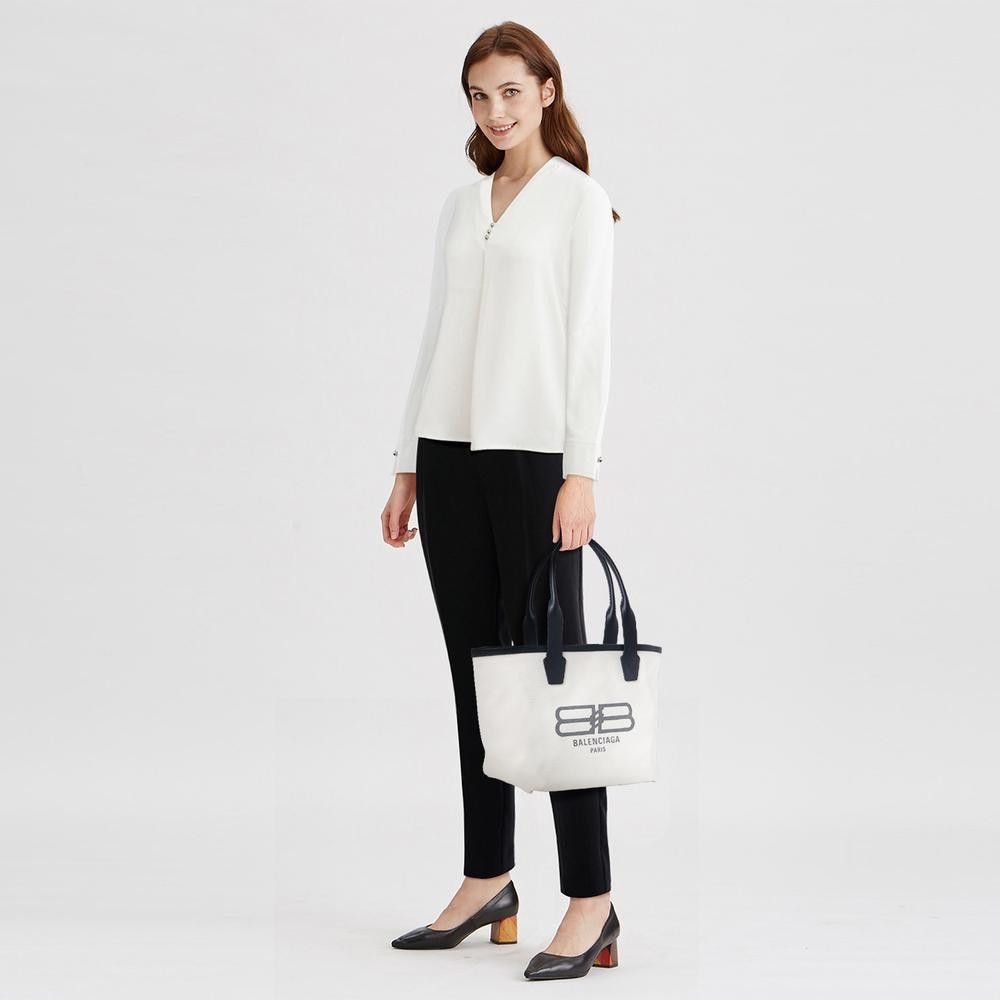 Balenciaga o1mt1gz1224 Size: OS / Jumbo Small Tote Bag in White/Black Size ONE SIZE - 5 Thumbnail