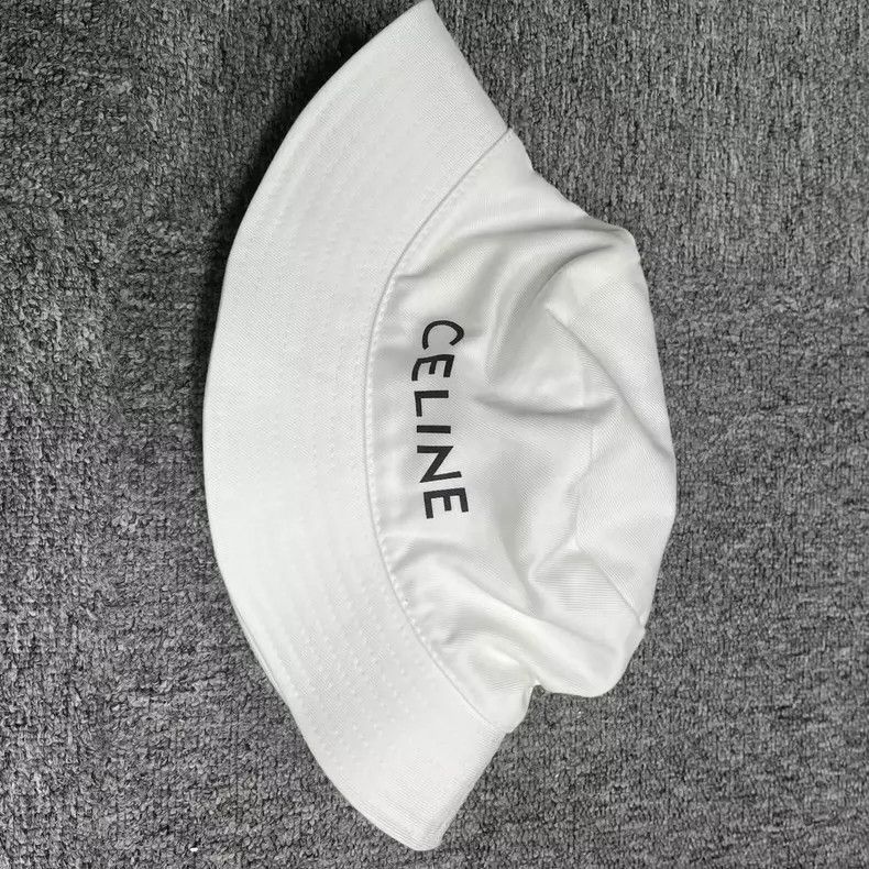 Celine Celine White Casual Logo Cotton Bucket Hat Size ONE SIZE - 2 Thumbnail