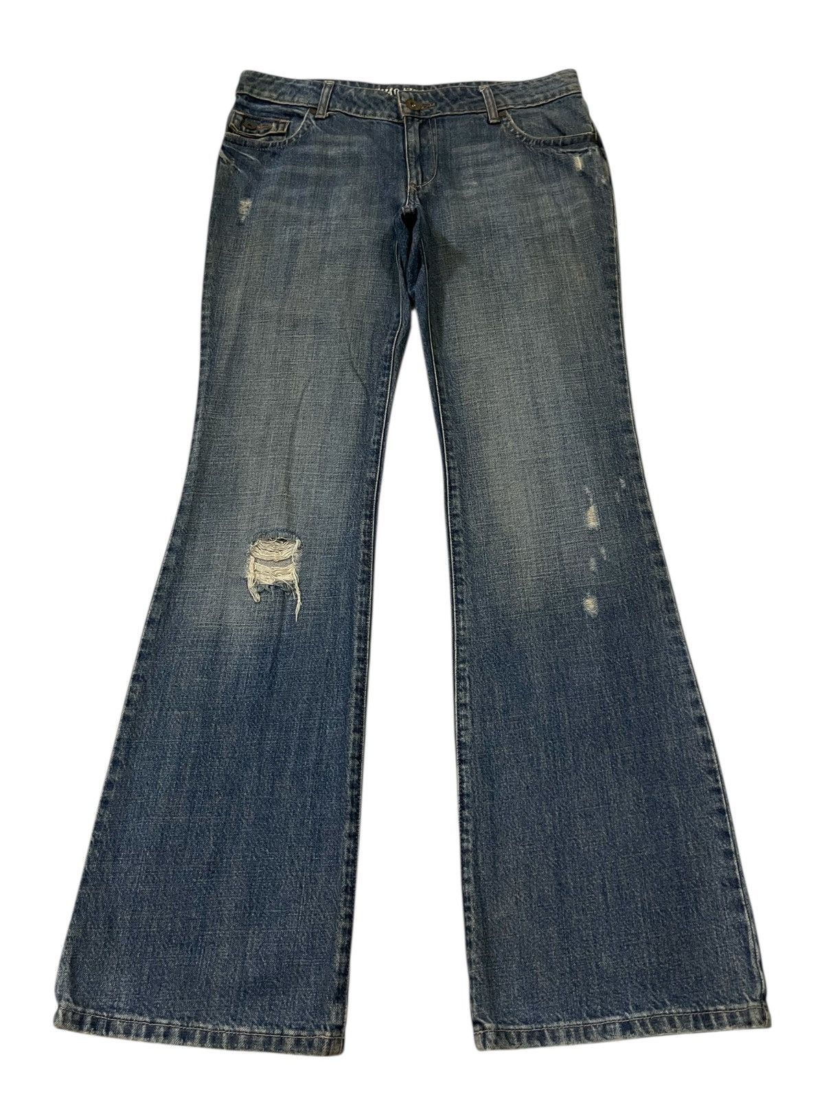 Mossimo MOSSIMO SUPPLY Distressed Flare Jeans Denim Size US 33 - 1 Thumbnail
