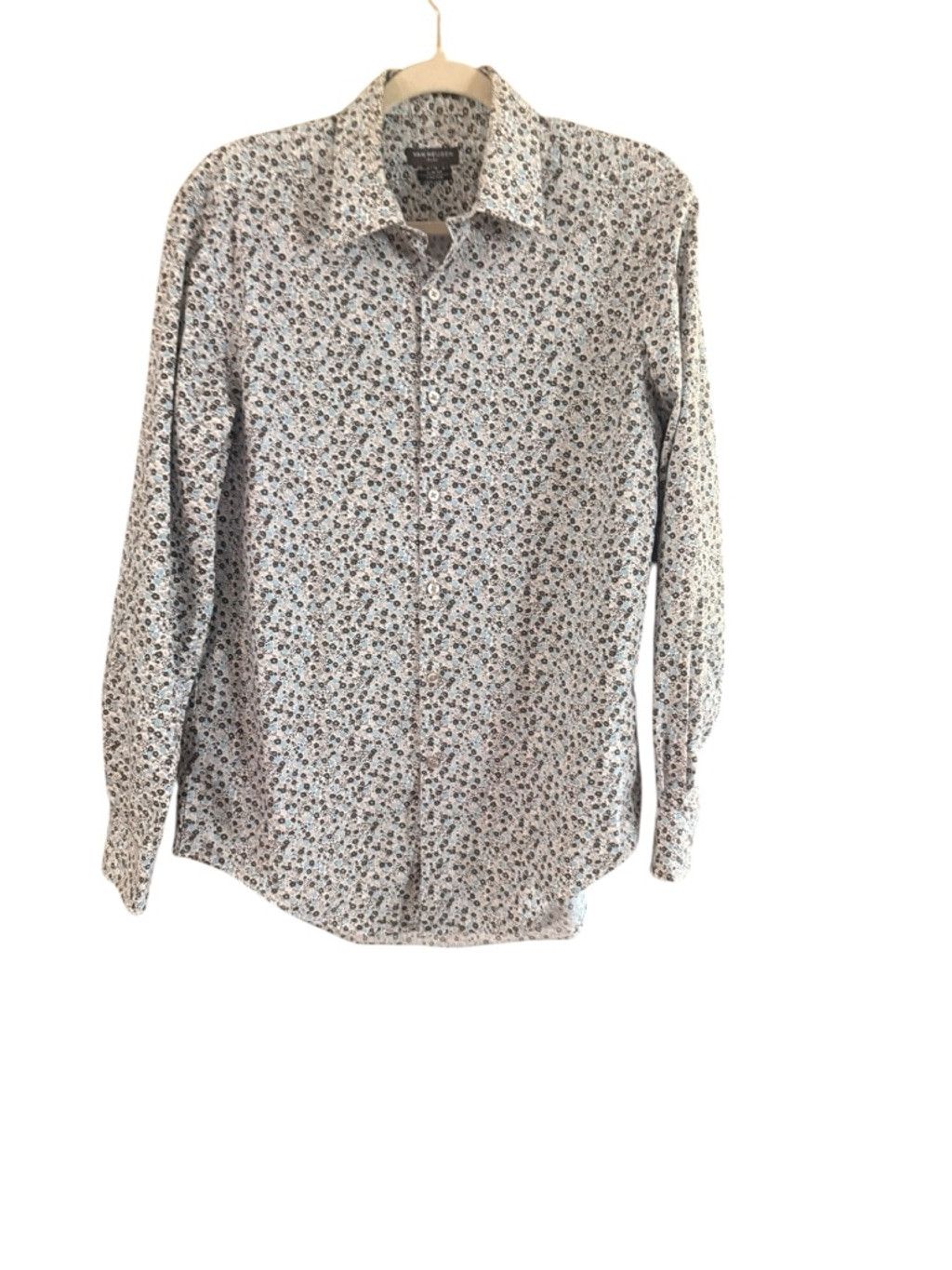 Van Heusen Men's Van Heusen Casual Button Down Shirt M White Blue Flora Size US M / EU 48-50 / 2 - 2 Thumbnail