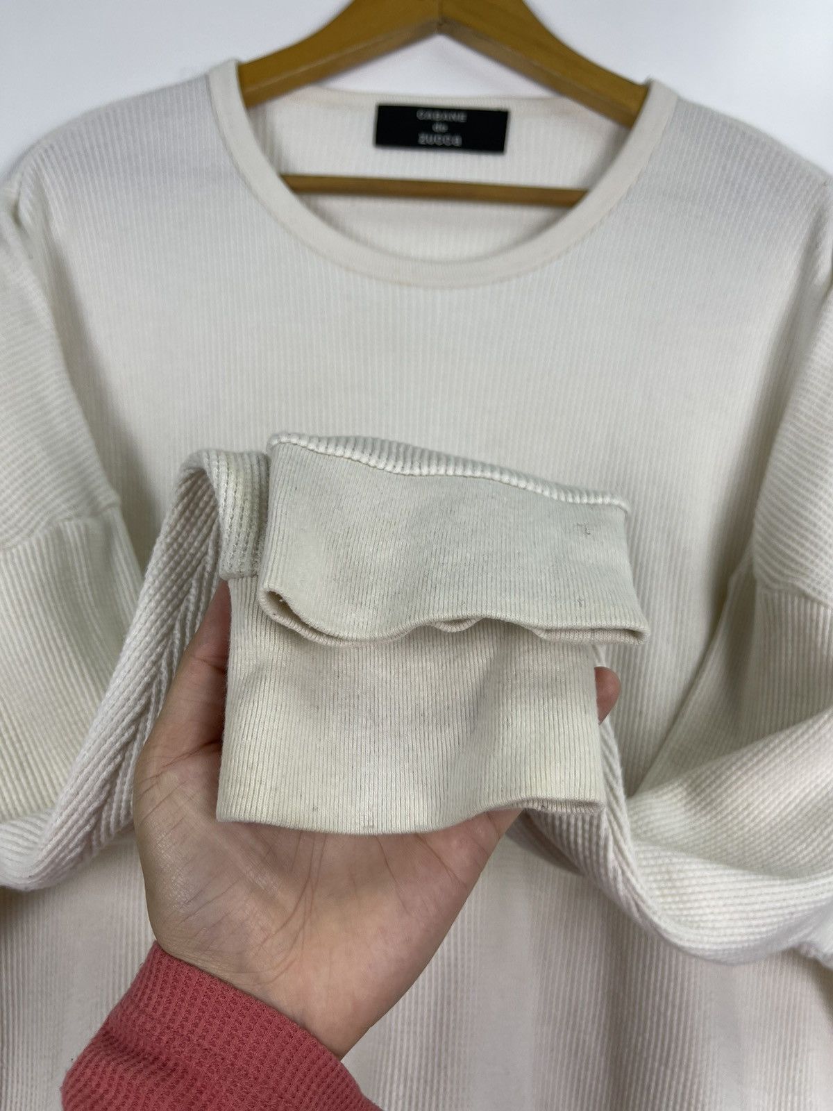 Designer Cabane De Zucca Women’s Waffle Crew Neck Longsleeve Size US M / EU 48-50 / 2 - 8 Thumbnail