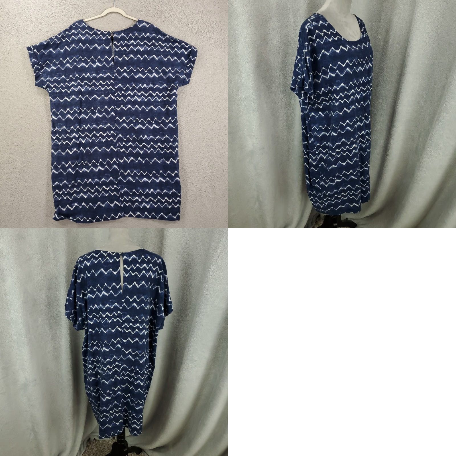 Old Navy Womens Linen Dress 2XL Blue Zig Zag Stripes XXL Pullover Shift Comfort Shirt Dress Womens Casual Beach Vintage Old Navy Classic 90s? Size XXL / US 16-18 / IT 52-54 - 8 Thumbnail