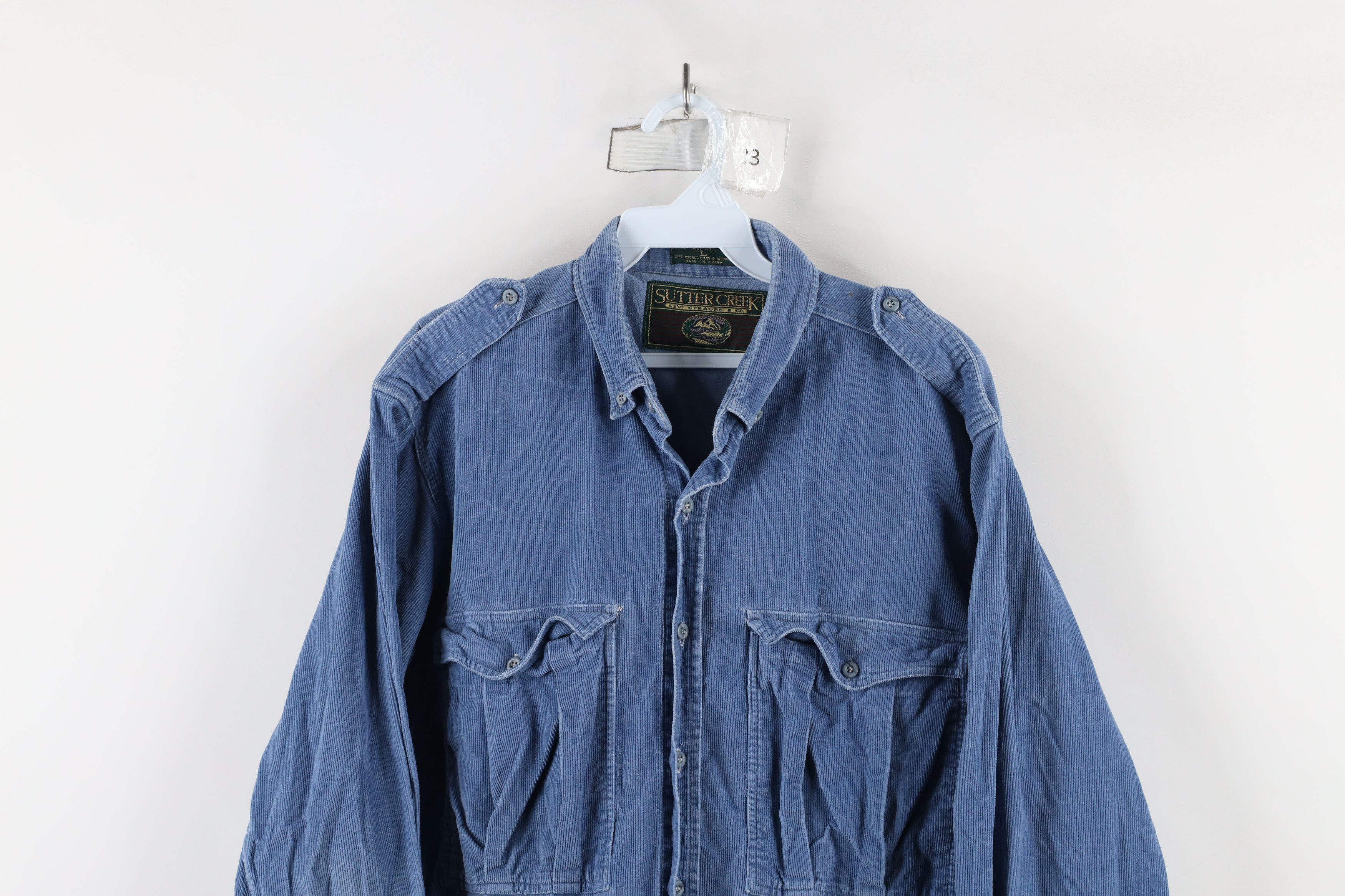 Levi's × Vintage Vintage 80s 90s Levis Military Corduroy Button Shirt Blue Size US L / EU 52-54 / 3 - 2 Thumbnail
