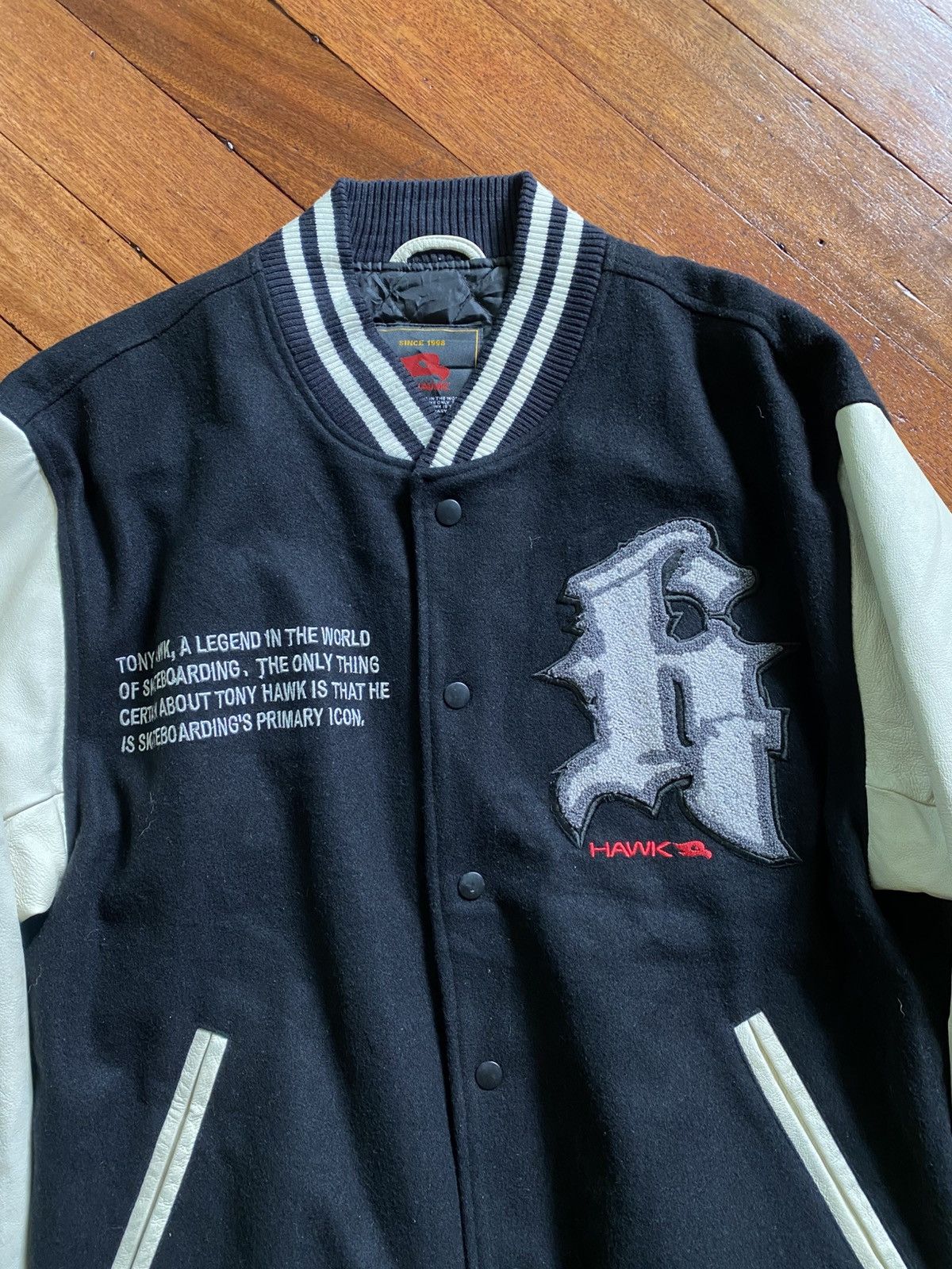 Tony Hawk 90s Tony Hawk- Embroidered Letterman Varsity Jacket Size US L / EU 52-54 / 3 - 3 Thumbnail