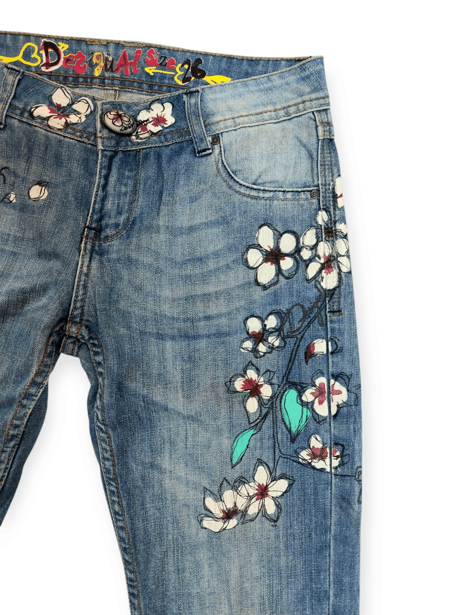 Desigual Desigual Florish Flower Art Denim Size 26" / US 2 / IT 38 - 4 Thumbnail