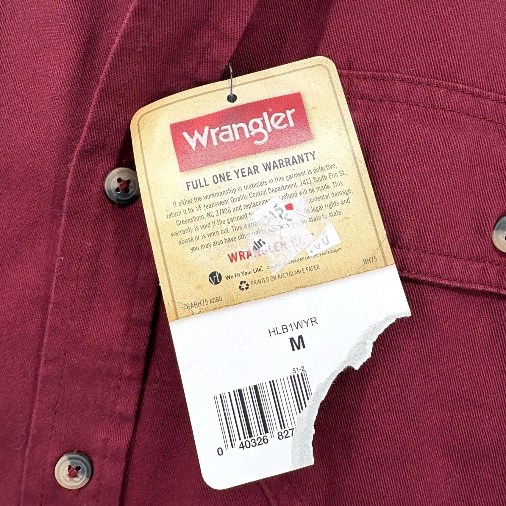 Wrangler Wrangler Shirt Mens M Red Long Sleeve Button Up Relaxed Fit Cotton NWT Vintage? No Size US M / EU 48-50 / 2 - 5 Thumbnail