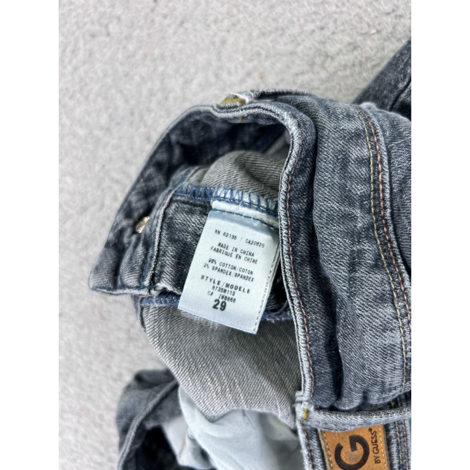 Guess G By Guess Jeans Womens Bootcut Denim Gray 29x30 Low Rise With Embellished Bling Logo Button Size 29" - 7 Thumbnail