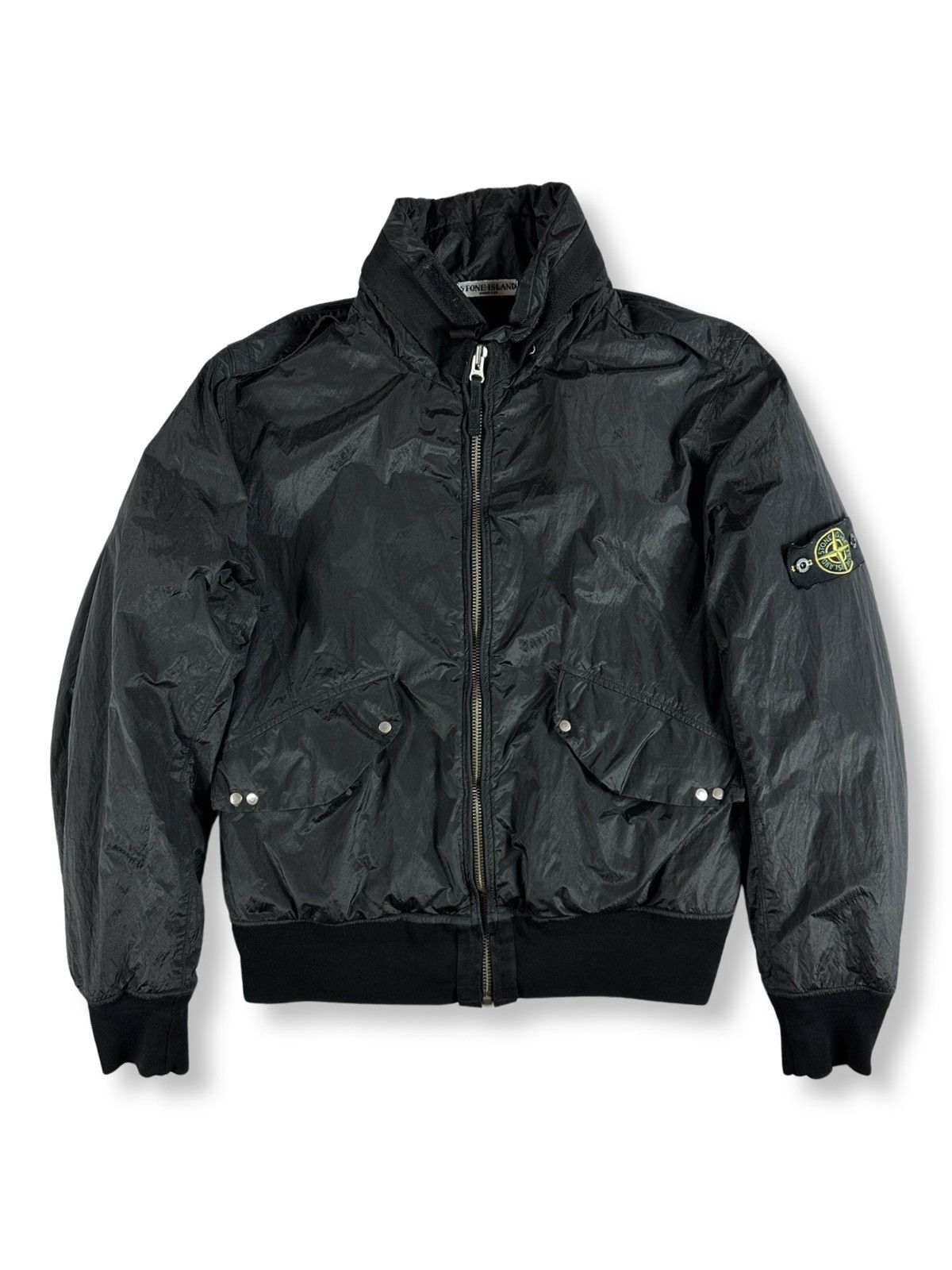 image of Stone Island Vintage Shimmer Bomber in Black, Men's (Size Large)