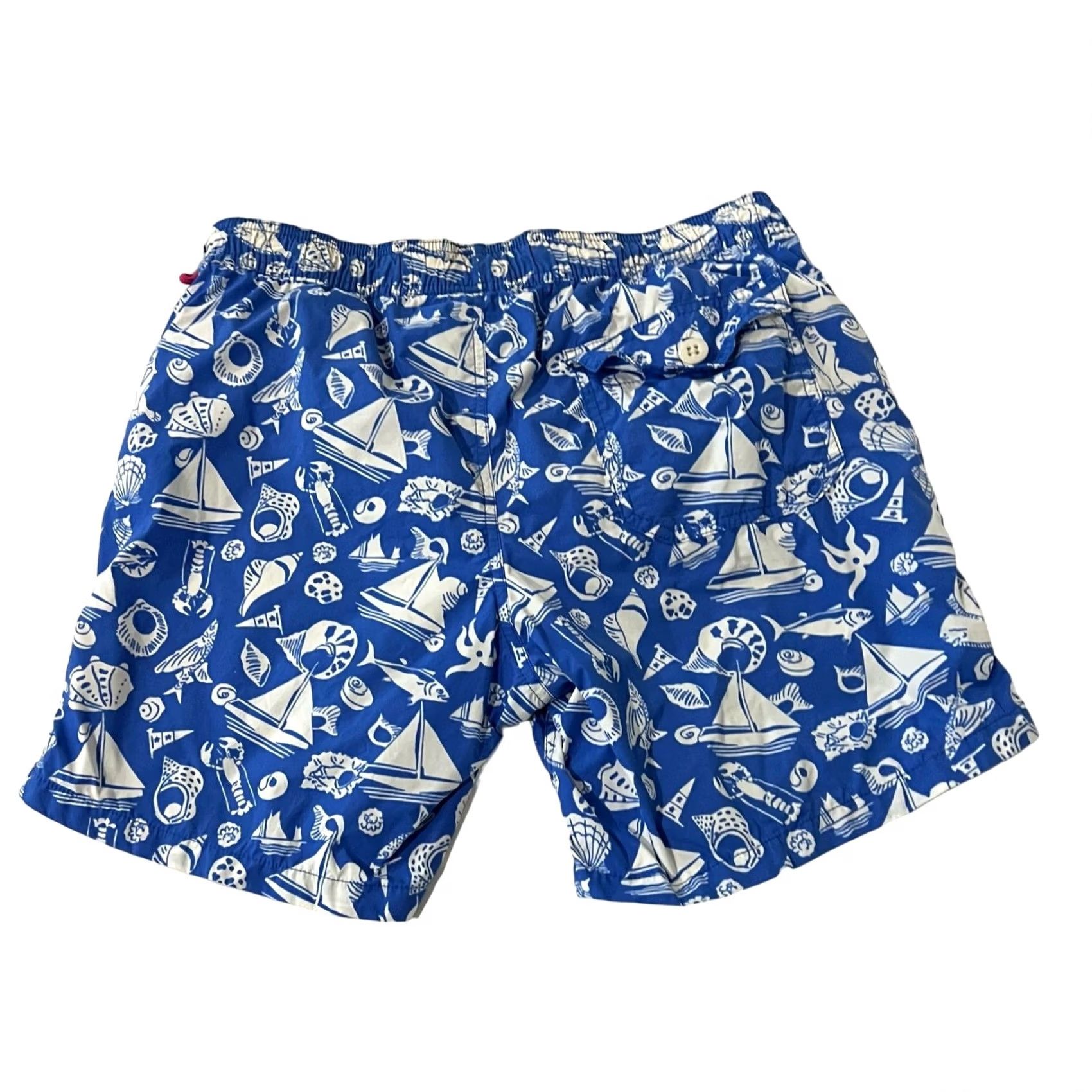 J.Crew J.Crew Men’s Swim Trunks Shorts Blue Nautical Sailboats Seashells Brief Liner M Beach Nautical Preppy Trunks Mens standard M Size US 31 - 5 Thumbnail