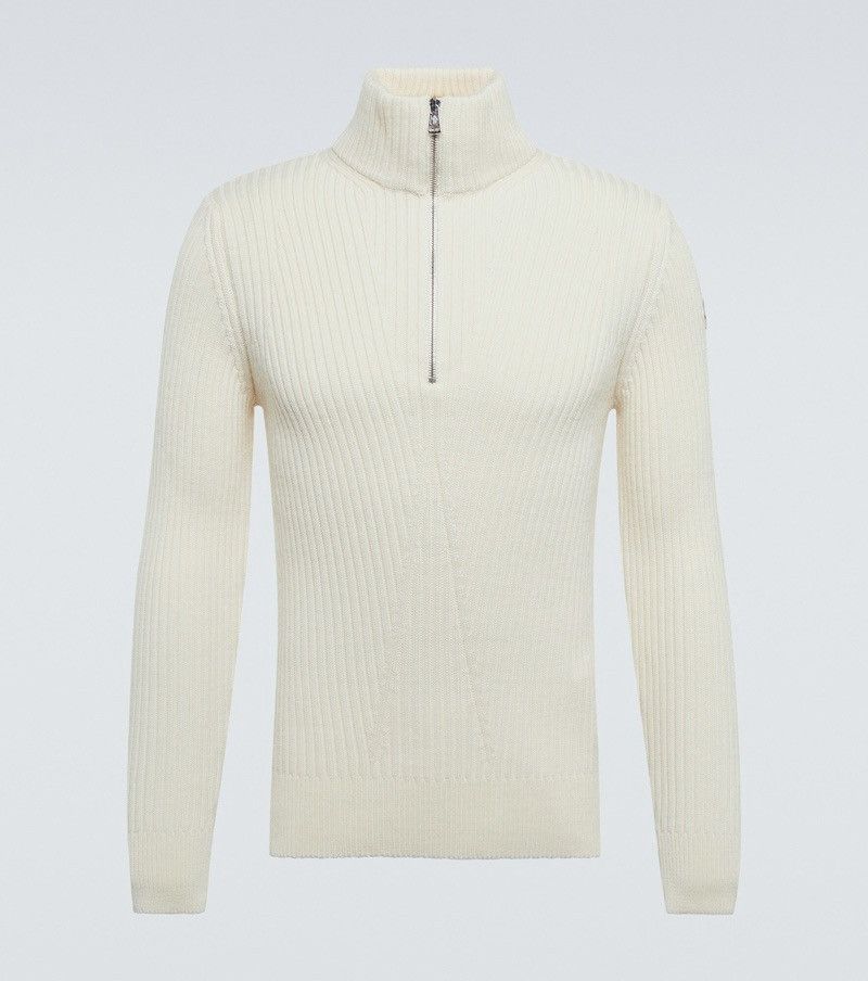 Moncler MONCLER Medium Cream Polo Tricot Quarter Zip Wool Jumper Size US M / EU 48-50 / 2 - 4 Thumbnail