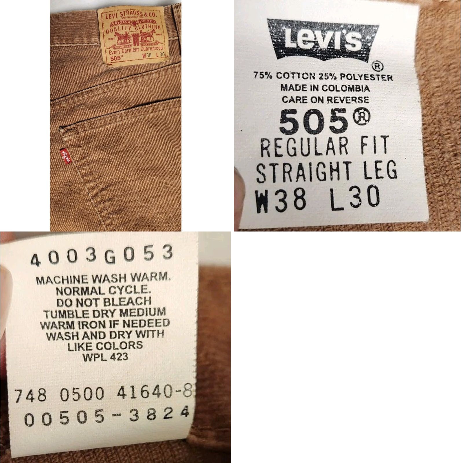 Levi's VINTAGE Levi's 505 Pants Men Brown Corduroy Regular Straight Leg 38x30 (36x30) Size US 38 / EU 54 - 8 Thumbnail