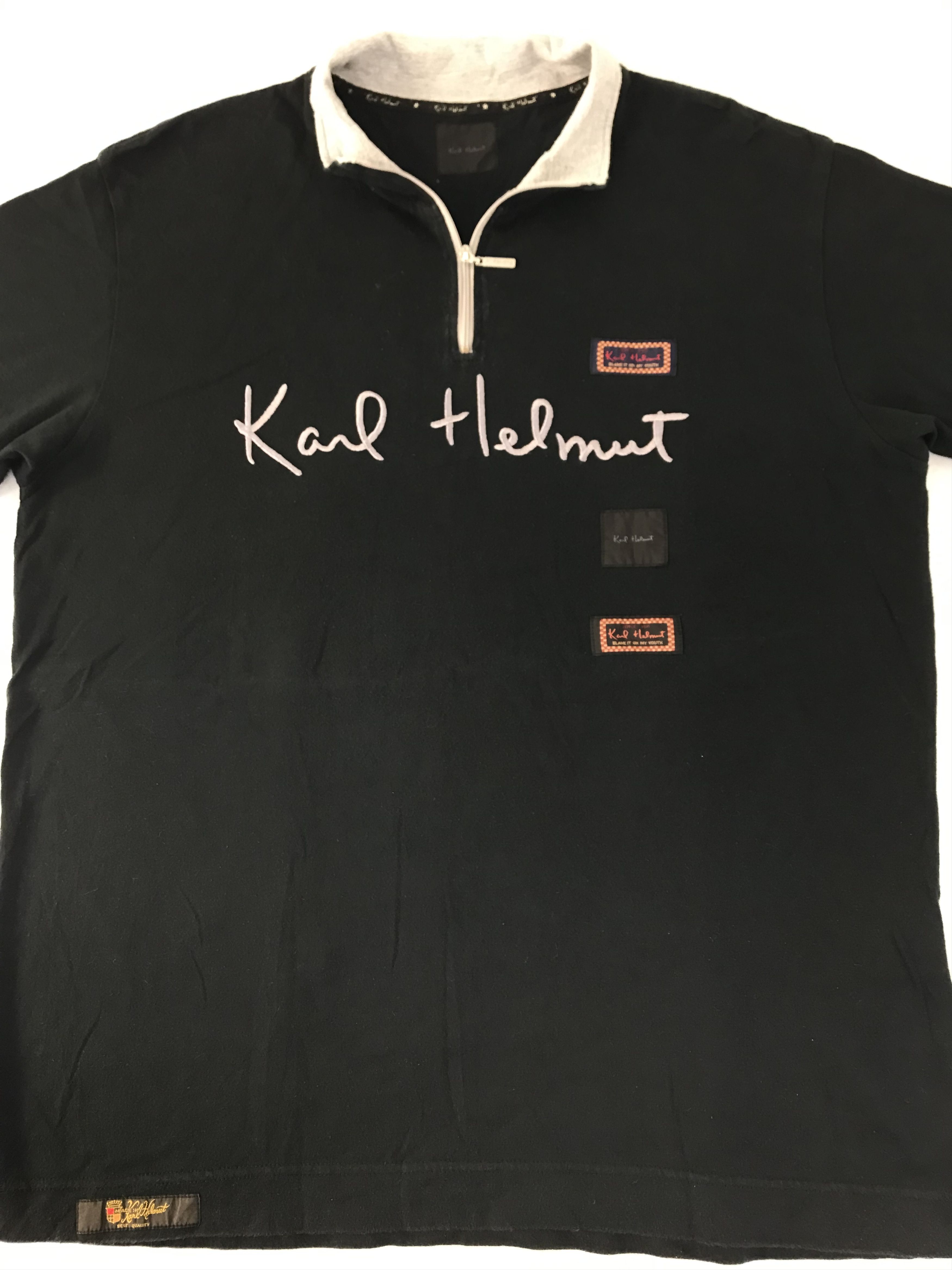 Karl Helmut Zipper Neck Printed Logo Tee T-shirt
