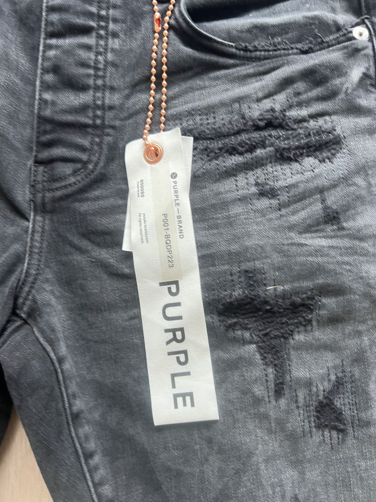 Purple Brand × Vintage NWT Purple Brand Quilted Destroyed Pocket Black Jeans Denim Size US 32 / EU 48 - 4 Thumbnail