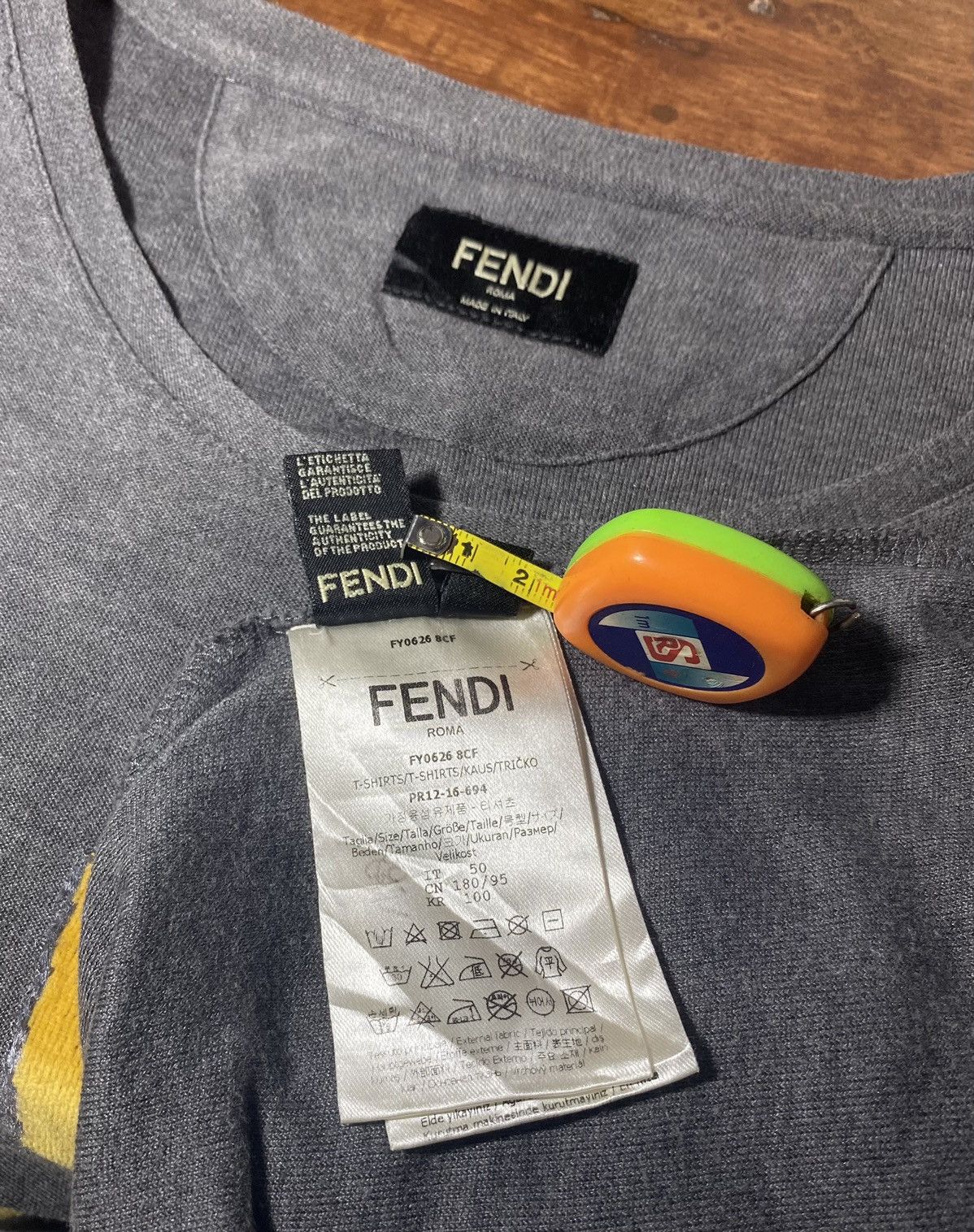 Fendi Fendi Faces T-shirt in Grigio Melangegiallo Size US M / EU 48-50 / 2 - 5 Thumbnail