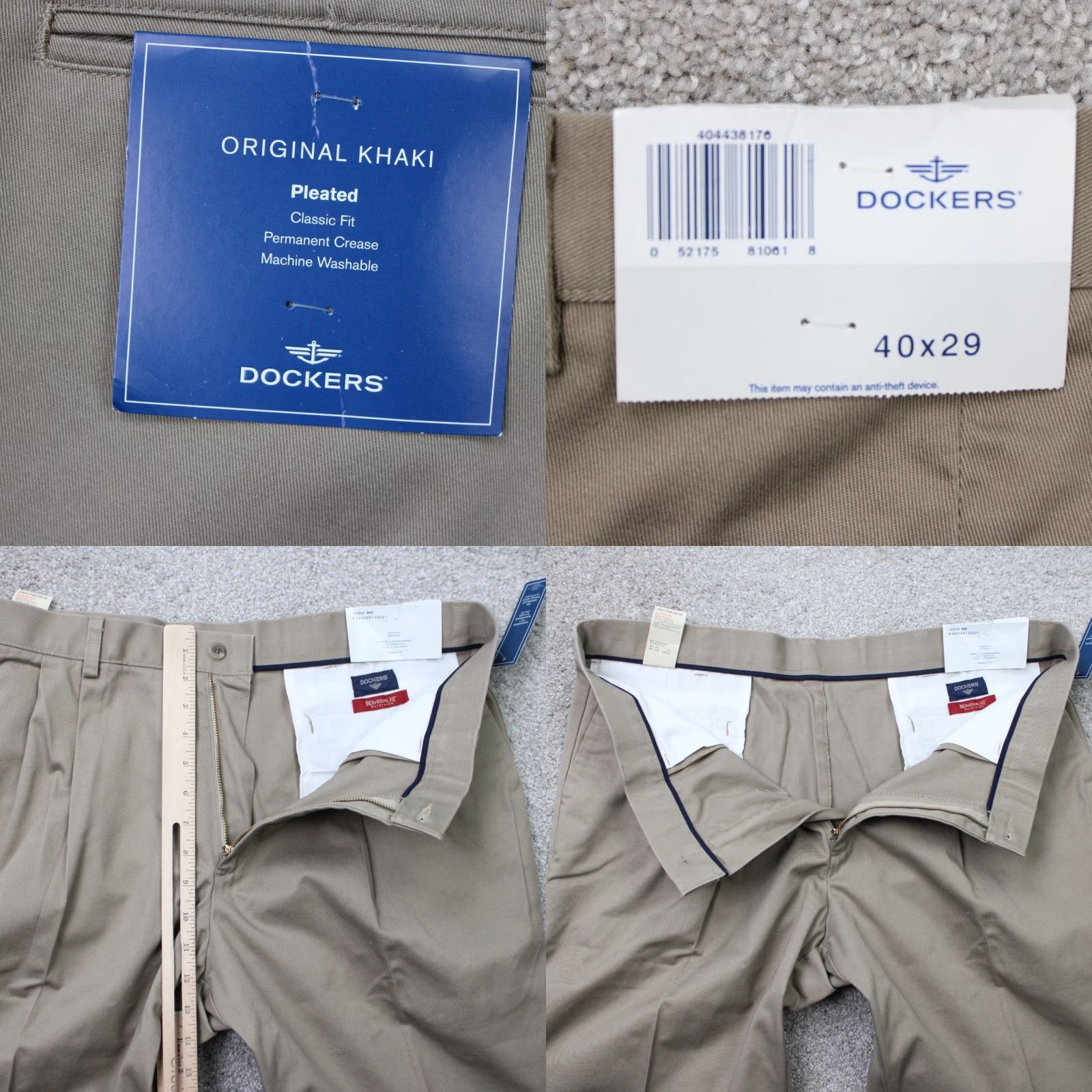 Dockers DOCKERS Signature Khaki Chino Pants Mens 38 x 29 Beige Classic Fit Flat Front Front Zip Button Pockets Stretch Size US 38 / EU 54 - 8 Thumbnail