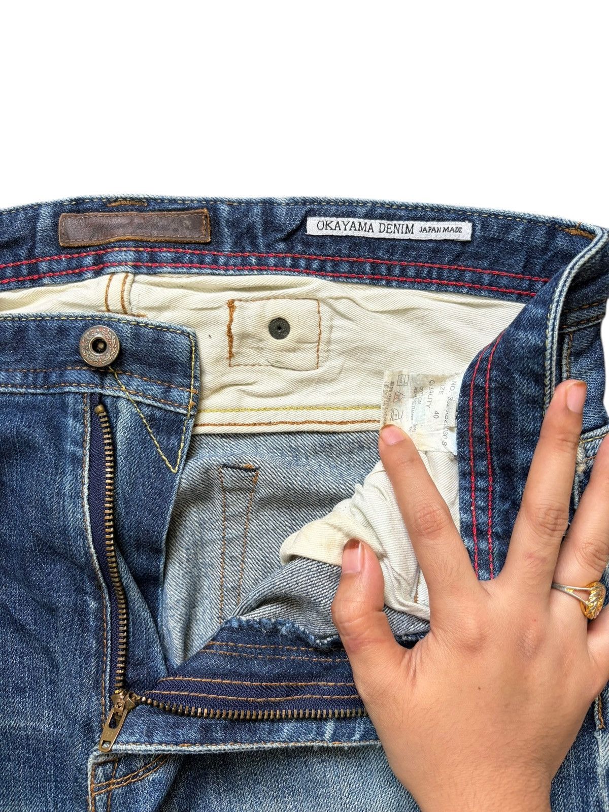 Edwin Vintage Okayama Denim Buckle Back Selvedge Distressed Jeans Size 32" / US 10 / IT 46 - 5 Thumbnail