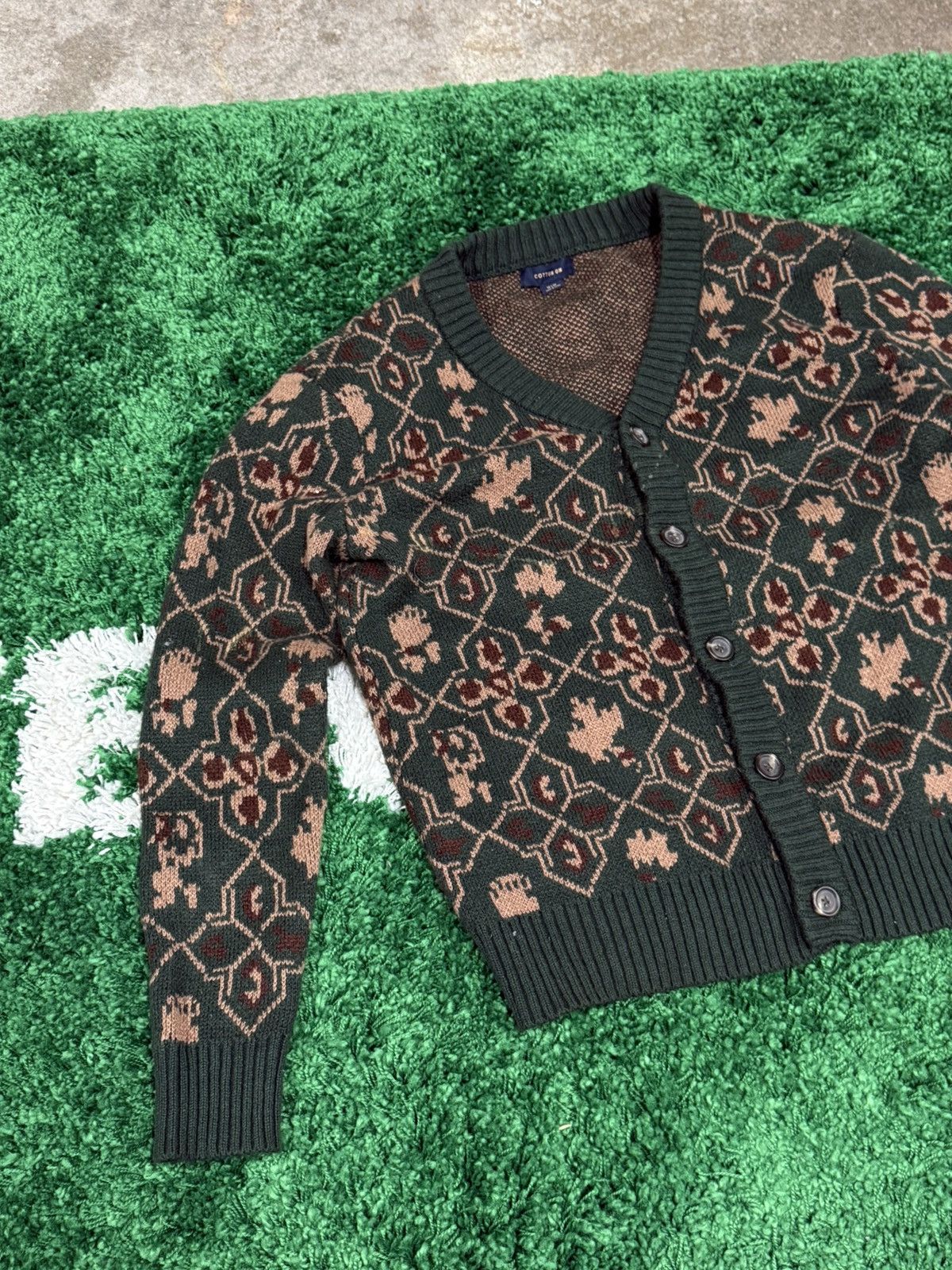 Cotton On Cotton On Leaf Leaves Fall Knit Cardigan Sweater Medium M Size US M / EU 48-50 / 2 - 2 Thumbnail