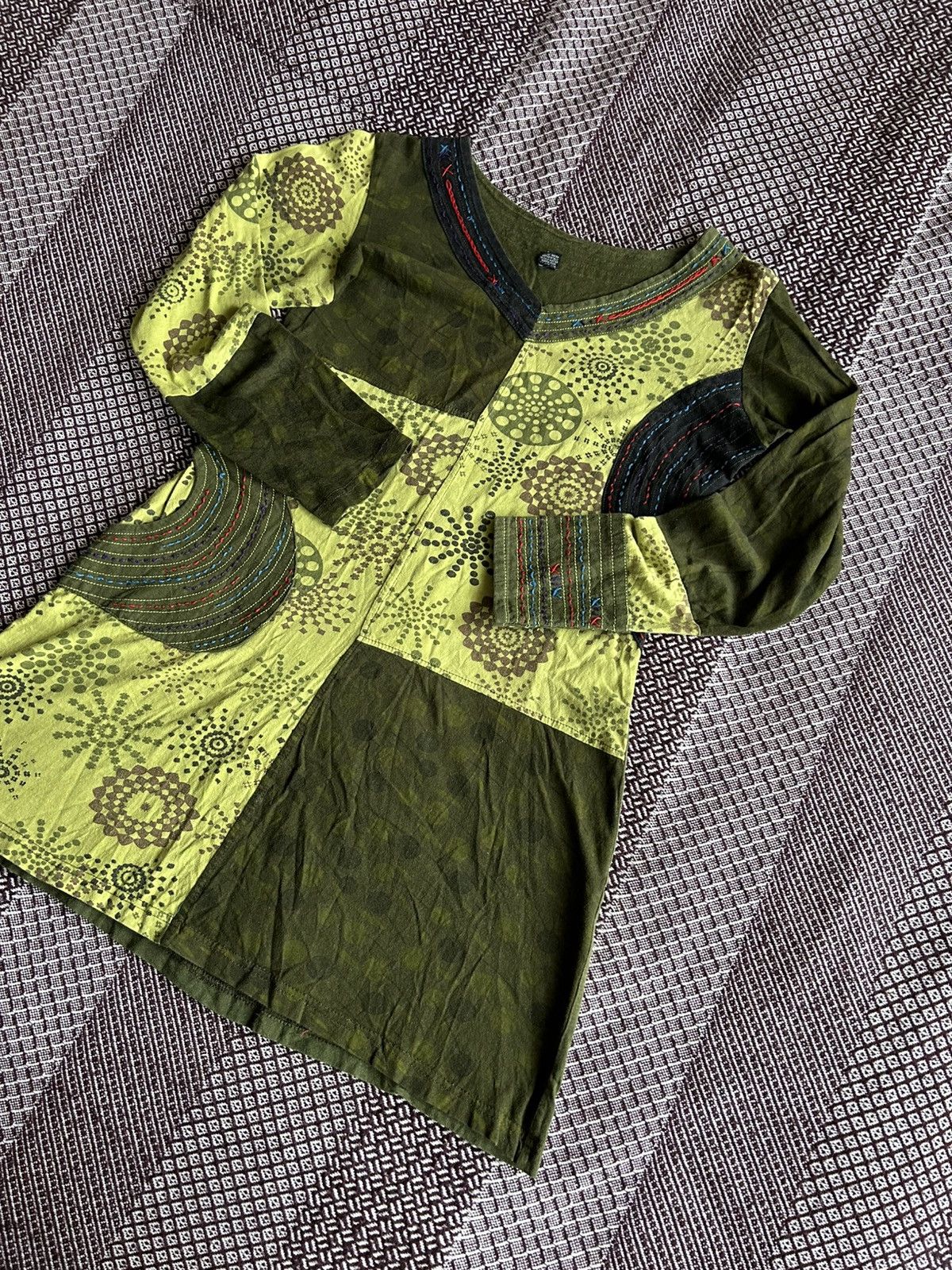 Vintage Vintage Nepal Y2K Women Dress Green Boho Vibe Size S/M Rare Size S / US 4 / IT 40 - 2 Thumbnail