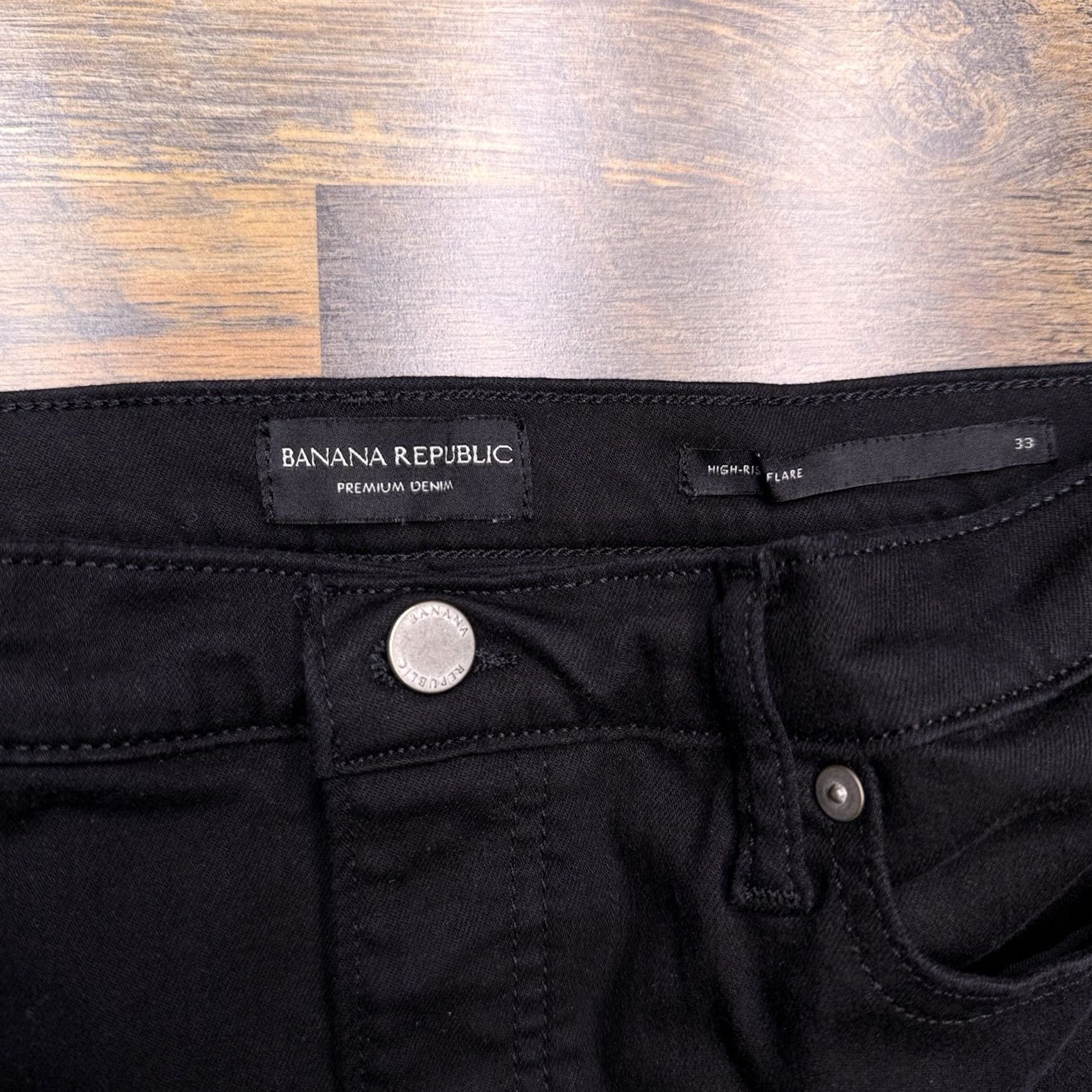 Banana Republic Banana Republic Jeans Flare High Rise Black 33 Stretch Denim 5-Pocket Zipper Womens Size 24" / US 00 / IT 34 - 4 Thumbnail