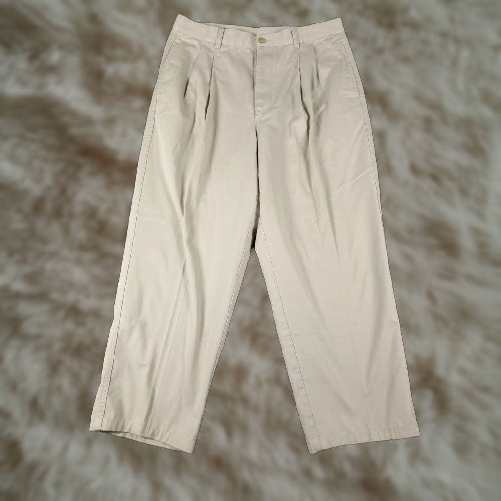 Vintage Greg Norman Chino Pants Mens 35x30 Beige Pleated Casual Trousers Size US 35 - 1 Thumbnail