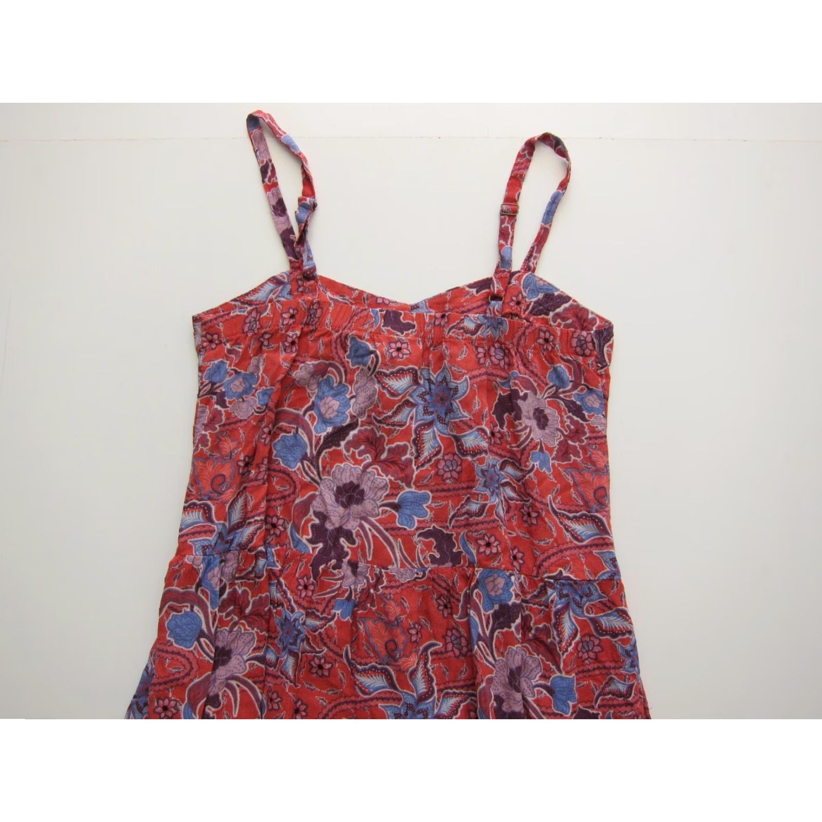 Vintage Knox Rose 100% Rayon Pink Blue Floral Pocket V-Neck Tank Slip Sun Dress Small Size S / US 4 / IT 40 - 6 Thumbnail