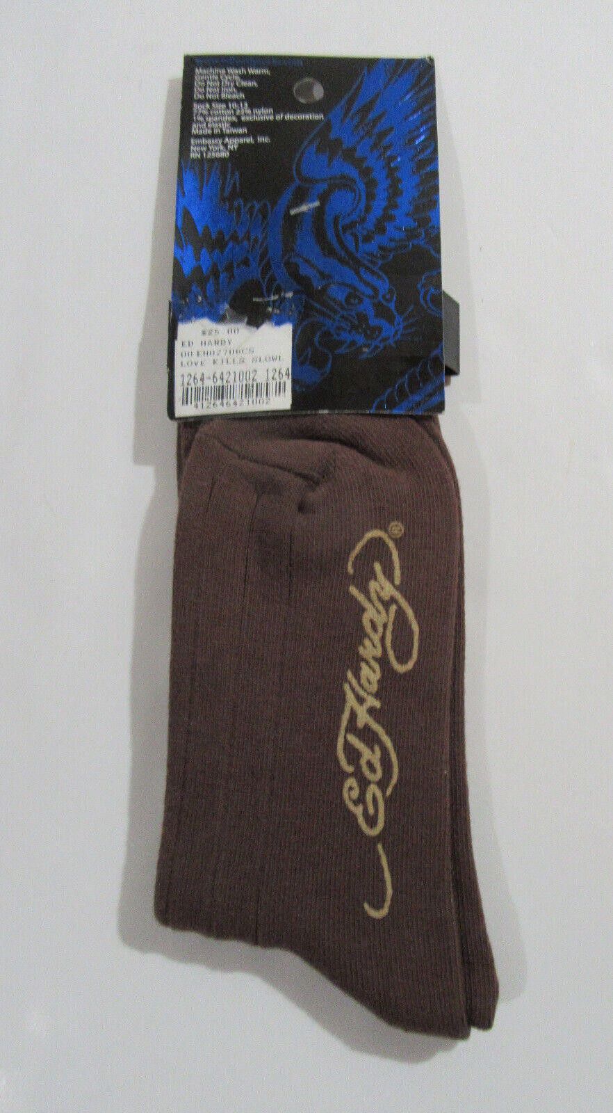 Ed Hardy Ed Hardy Love Kills Slowly Trouser Socks Brown Ribbed Size ONE SIZE - 3 Thumbnail