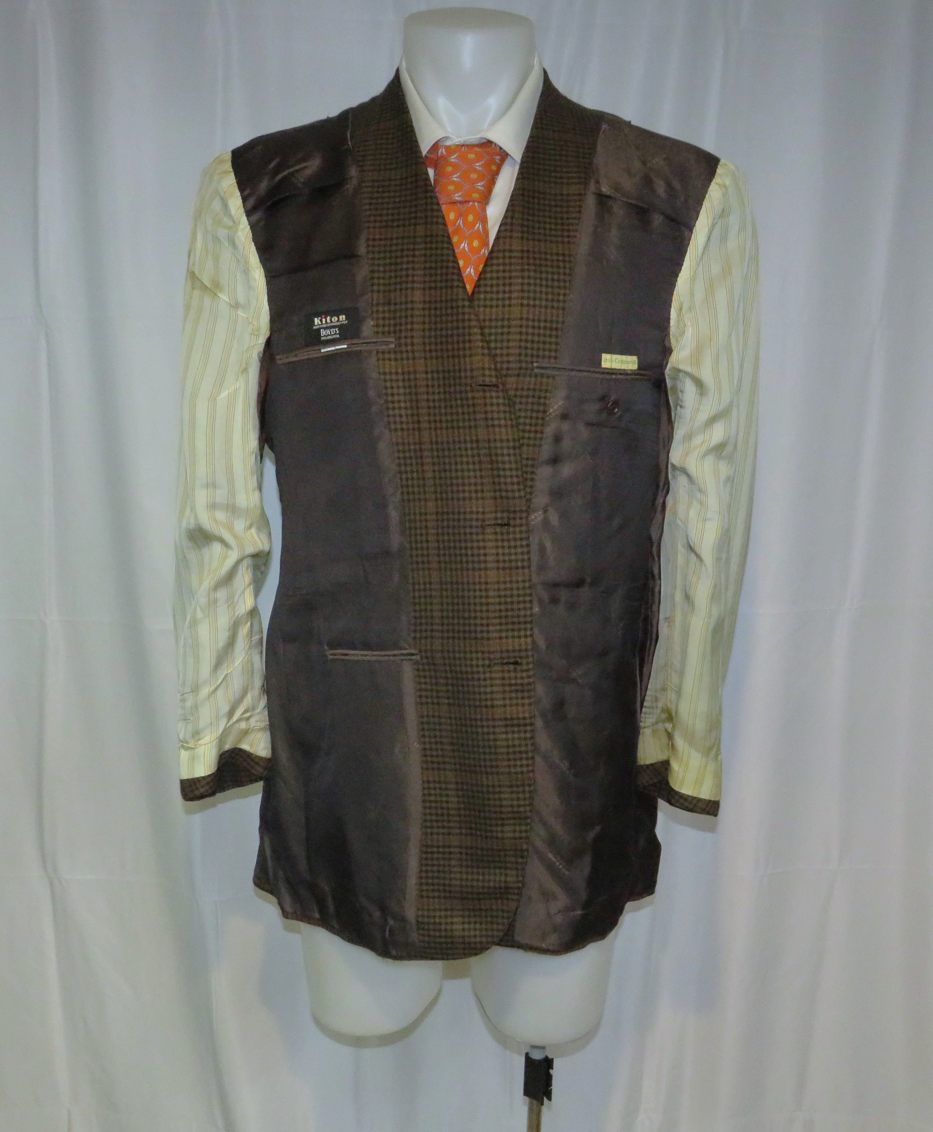 Kiton Vintage Brown Plaid 100% Cashmere Three Button Blazer 46L Size 46L - 10 Thumbnail