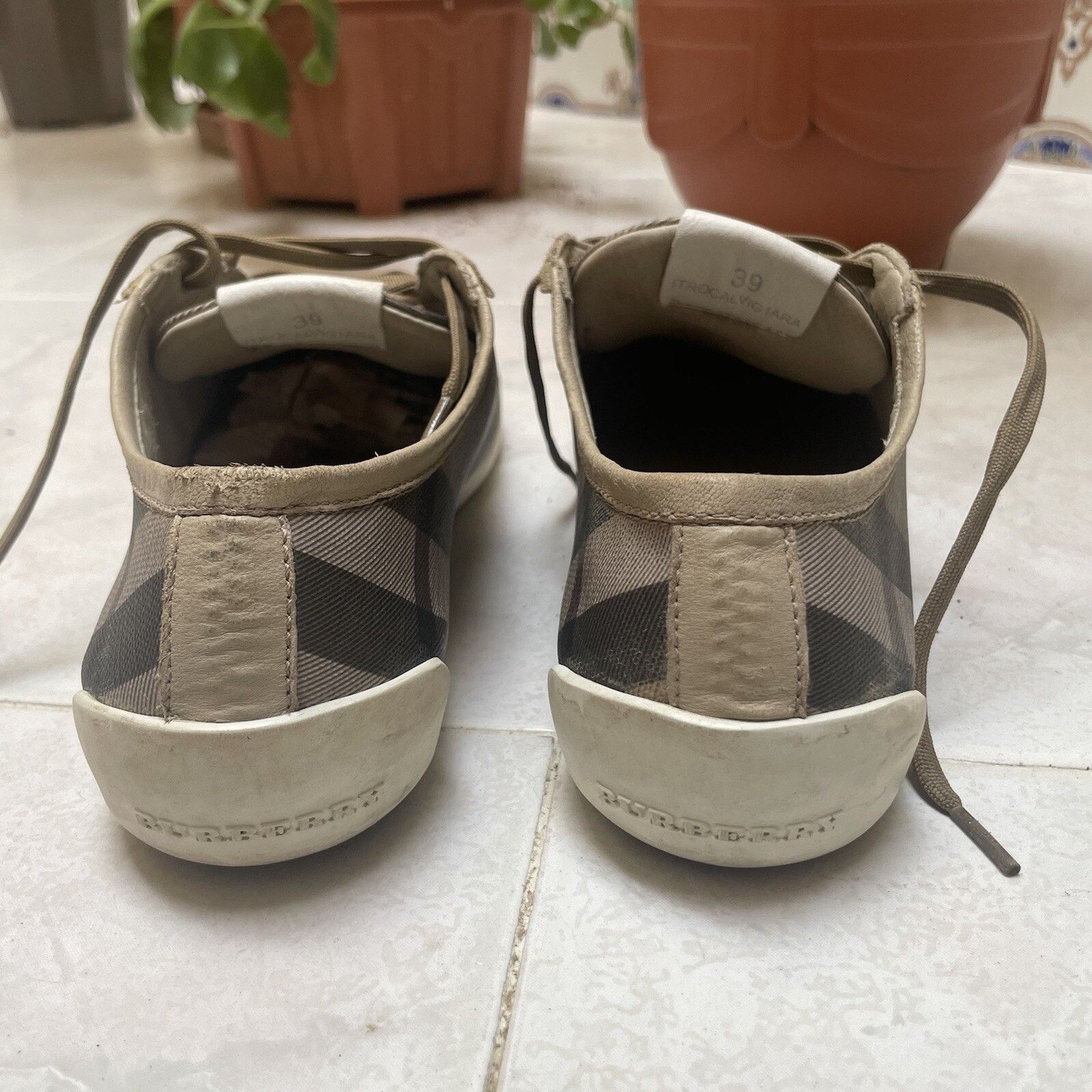 Burberry BURBERRY SNEAKERS WOMEN'S SHOES Nova check lace up Leather Size US 9 / IT 39 - 7 Thumbnail