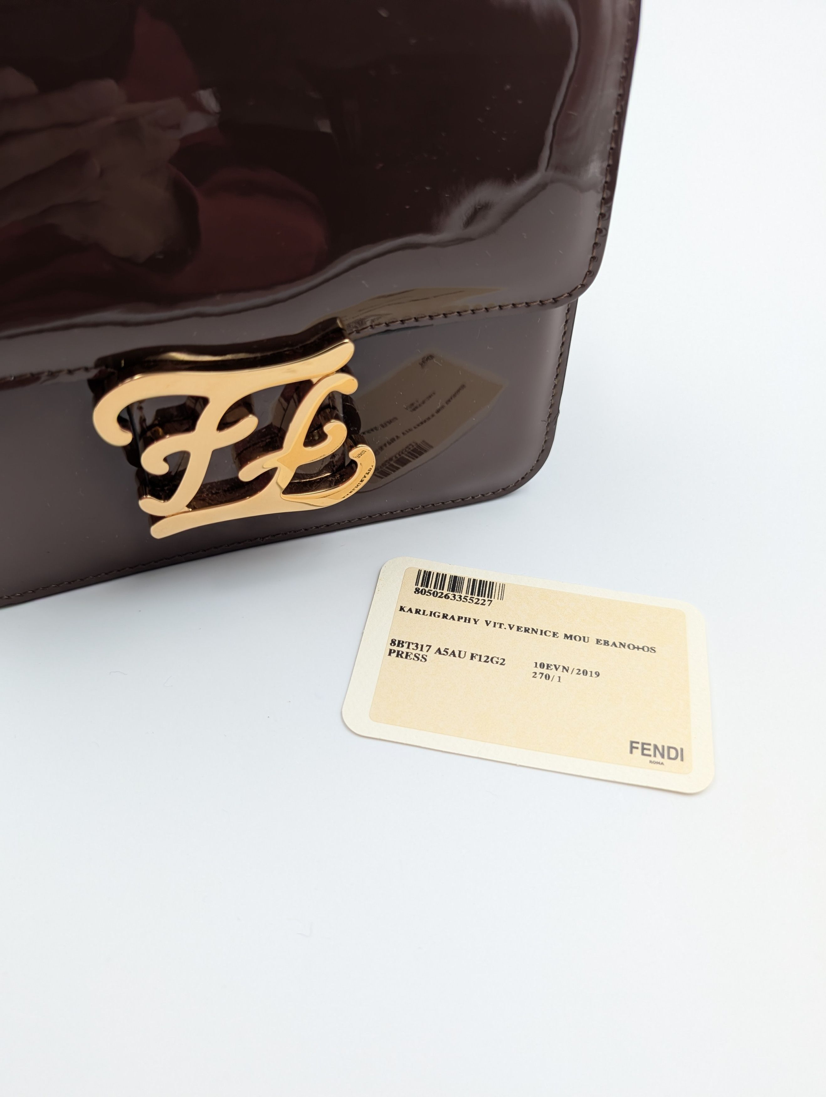 Fendi Fendi Brown Kaligraphy Patent Leather Shoulder Bag Size ONE SIZE - 11 Thumbnail