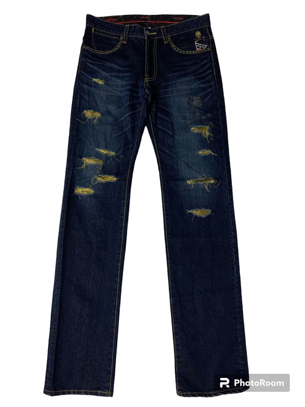 image of Reon Mastermind X Bobson Skull Jeans in Blue, Men's (Size 31)