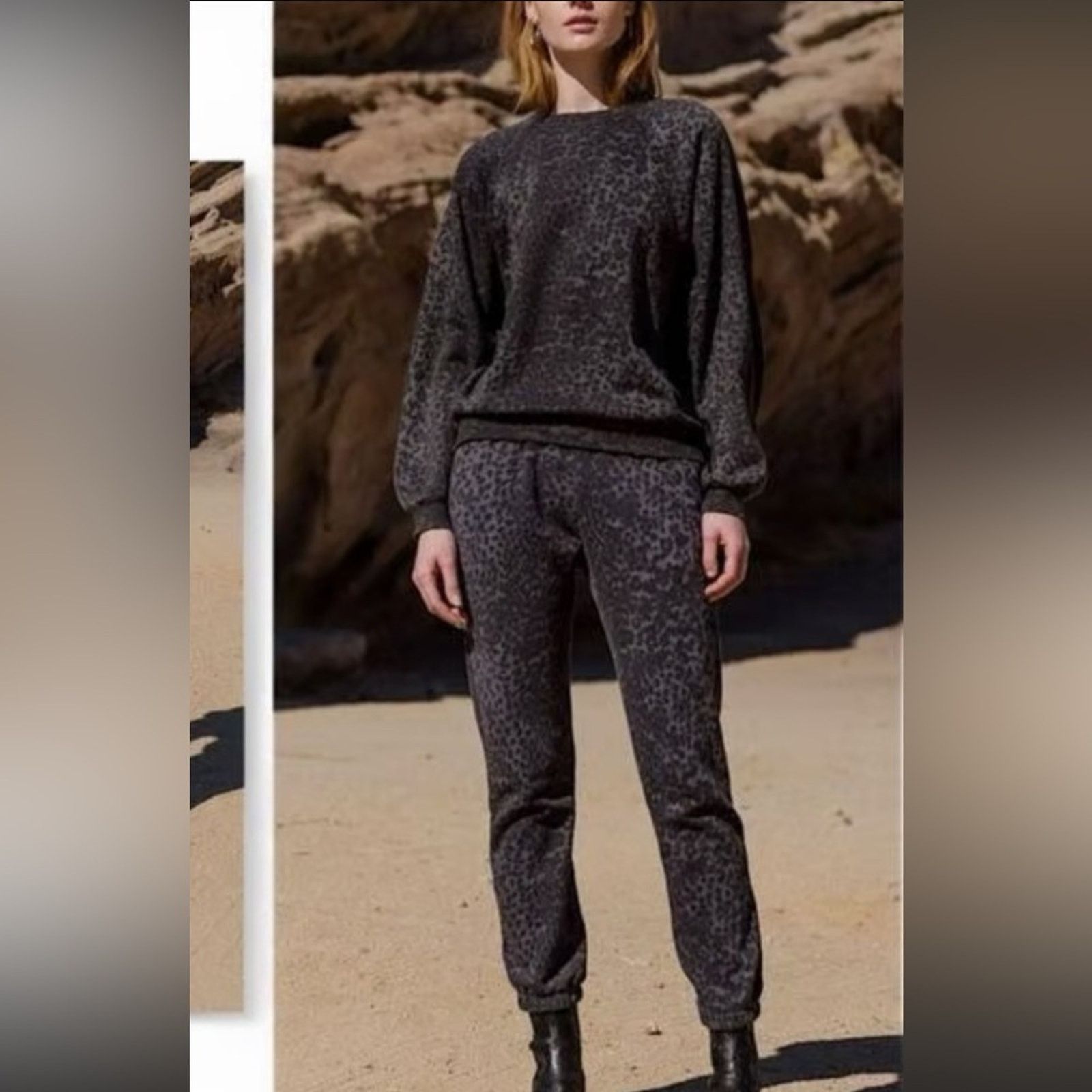 Other NWT Ragdoll LA $129 Anthracite Leopard Print Joggers Size Sm Size 27" / US 4 / IT 40 - 2 Thumbnail