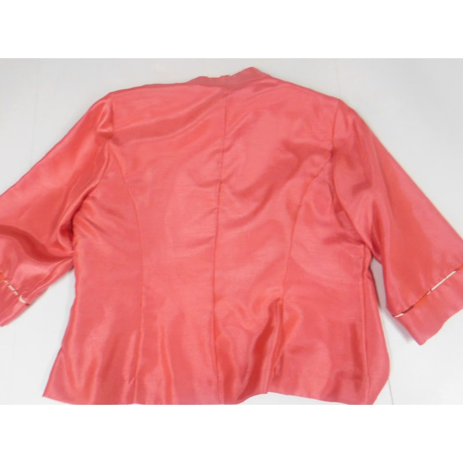 Vintage Maya Brooke Blazer Womens 14W Pink Flower No Button Lightweight Suit Jacket Notch Lapel Tuxedo Style Fall Winter Casual Business Size XL / US 12-14 / IT 48-50 - 7 Thumbnail